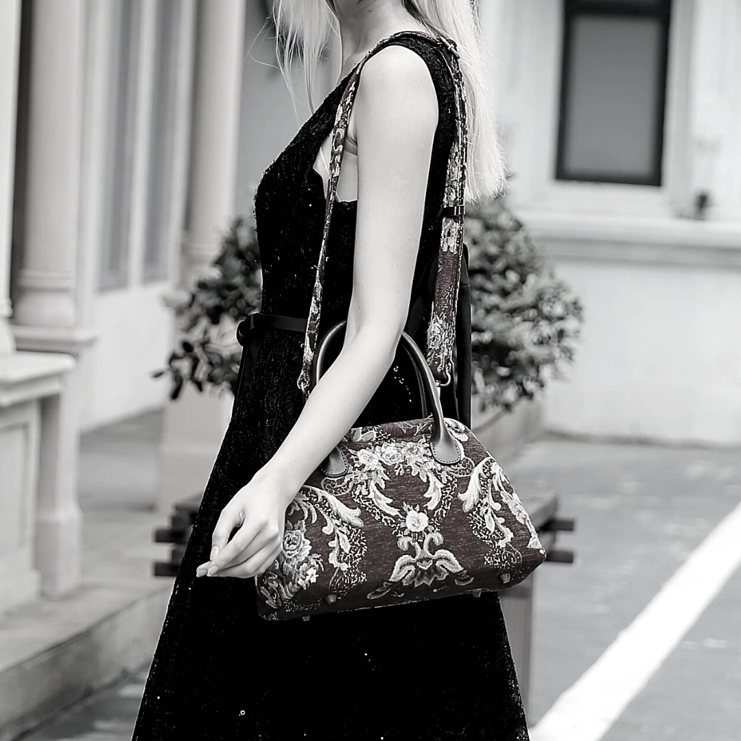 Floral Wine Carpet Satchel carpet bag MCW Handmade-1
