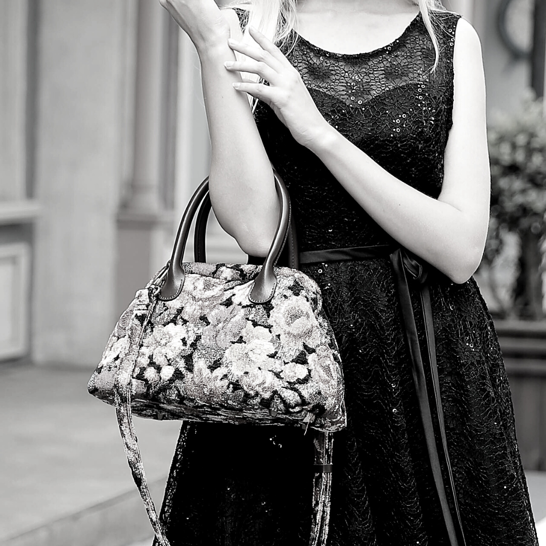 Floral Rose Carpet Satchel carpet bag MCW Handmade-1