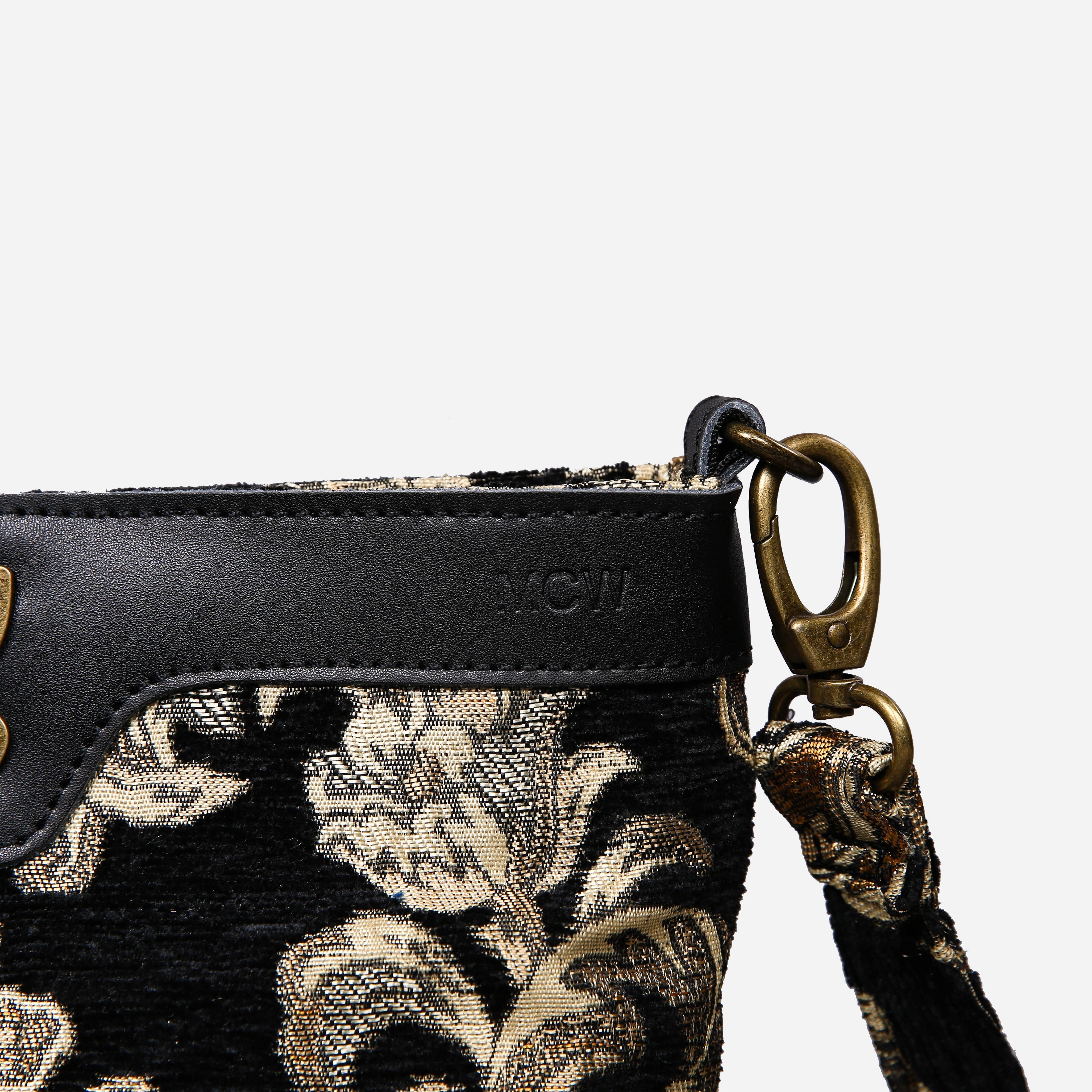 Victorian Blossom BLK-GOLD Carpet Crossbody Bag carpet bag MCW Handmade of America details
