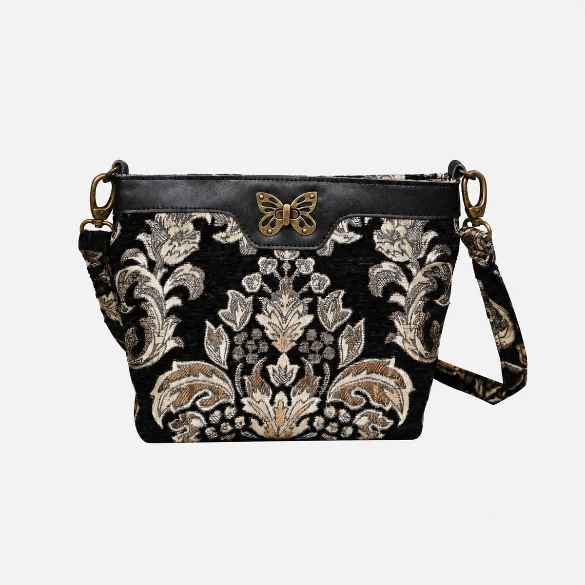 Victorian Blossom BLK-GOLD Carpet Crossbody Bag carpet bag MCW Handmade of America main