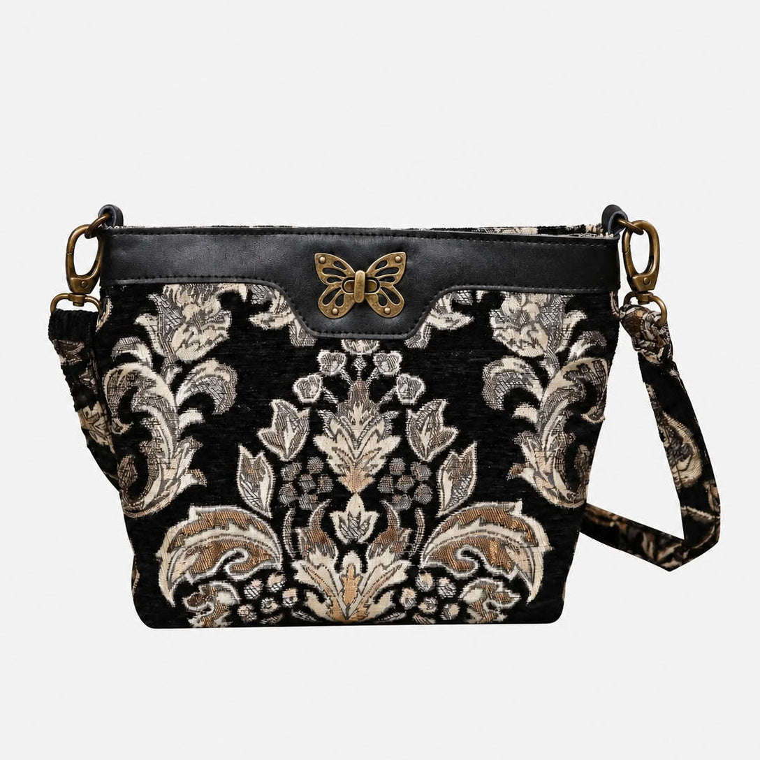 Victorian Blossom BLK-GOLD Carpet Crossbody Bag carpet bag MCW Handmade of America main