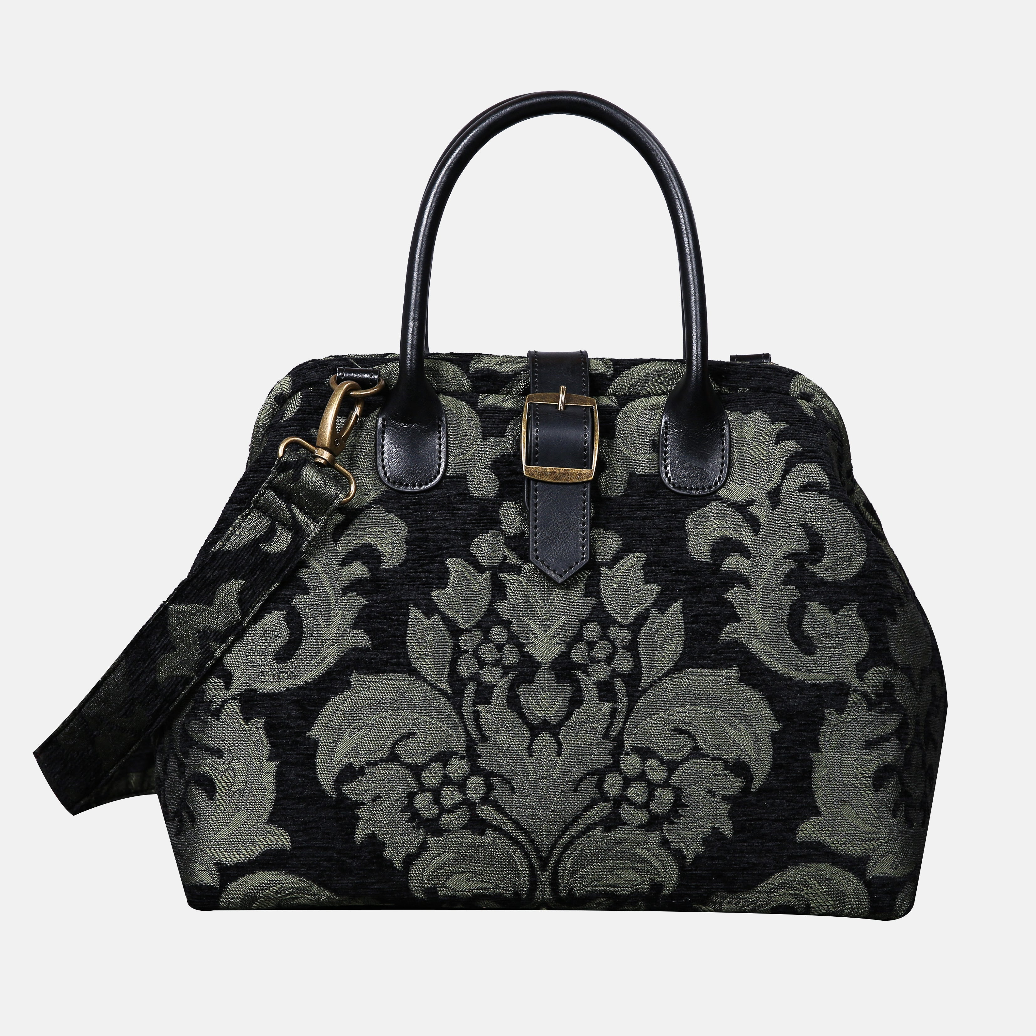 Victorian Blossom Black/Green Carpet Handbag Purse carpet bag MCW Handmade of America main