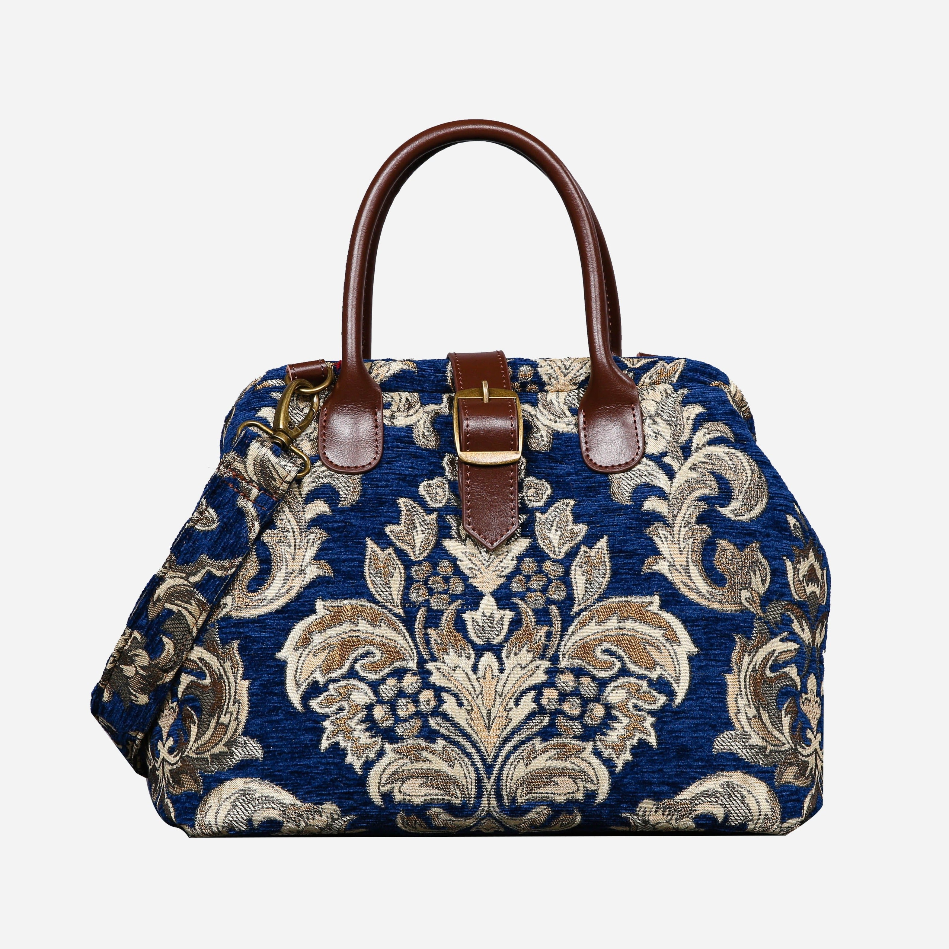 Victorian Blossom BLUE-GOLD Carpet Handbag Purse carpet bag MCW Handmade of America main