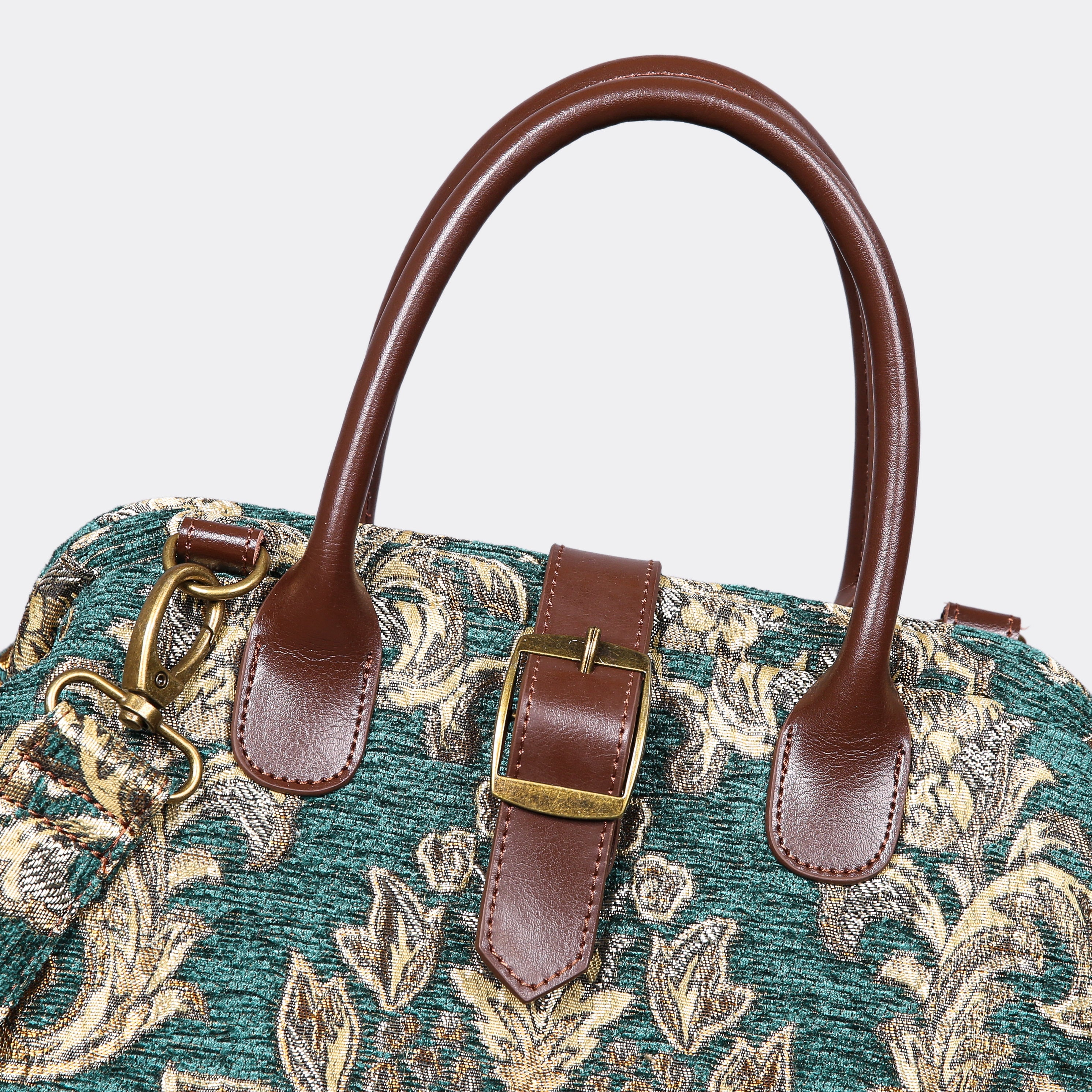 Victorian Blossom Green/Gold Carpet Handbag Purse carpet bag MCW Handmade of America buckle