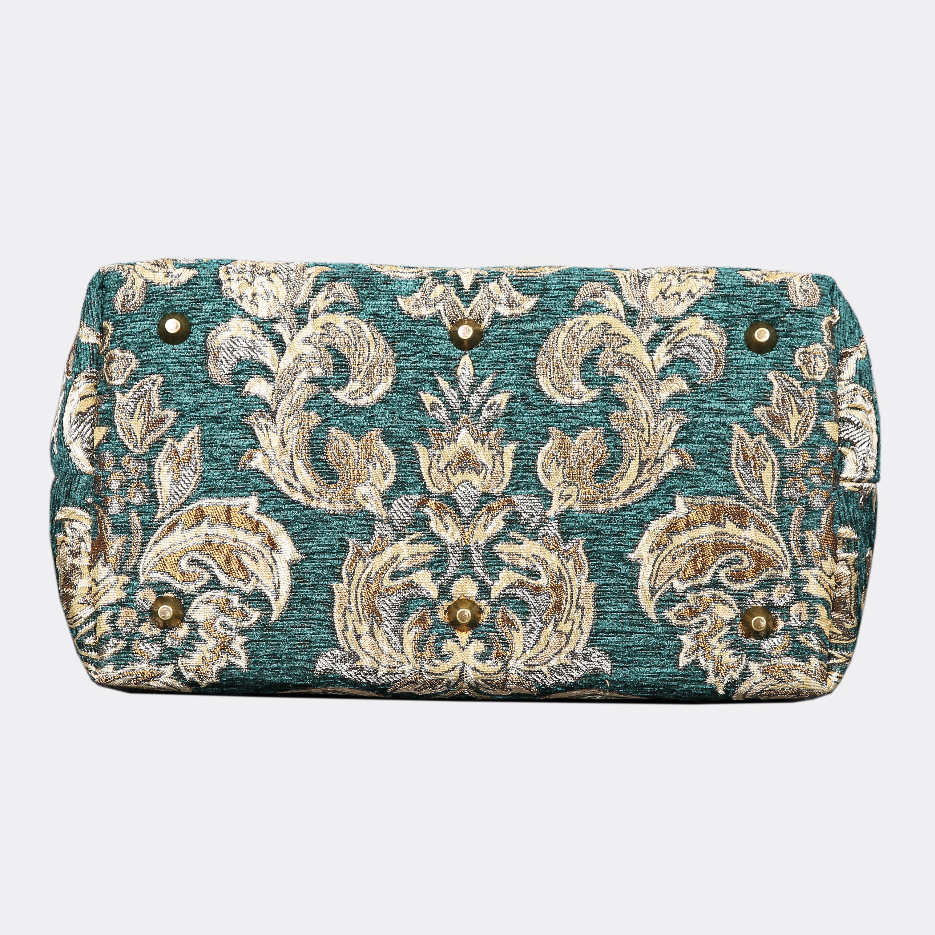 Victorian Blossom Green/Gold Carpet Handbag Purse carpet bag MCW Handmade of America bottom