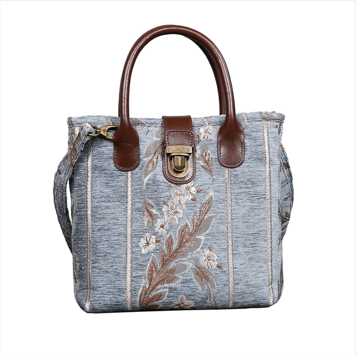 Strips Blue Tuck Lock Carpet Satchel carpet bag MCW Handmade of America main