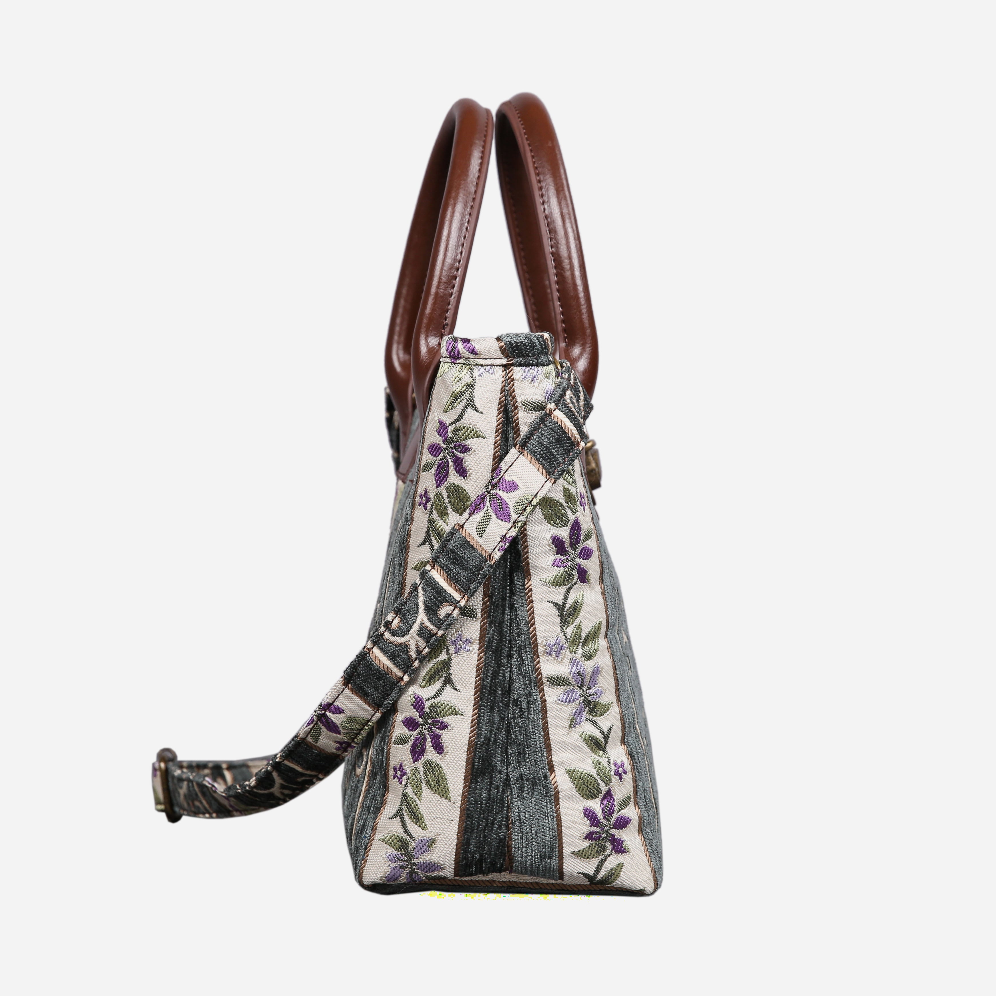 Strips Grass Tuck Lock Carpet Satchel carpet bag MCW Handmade of America side