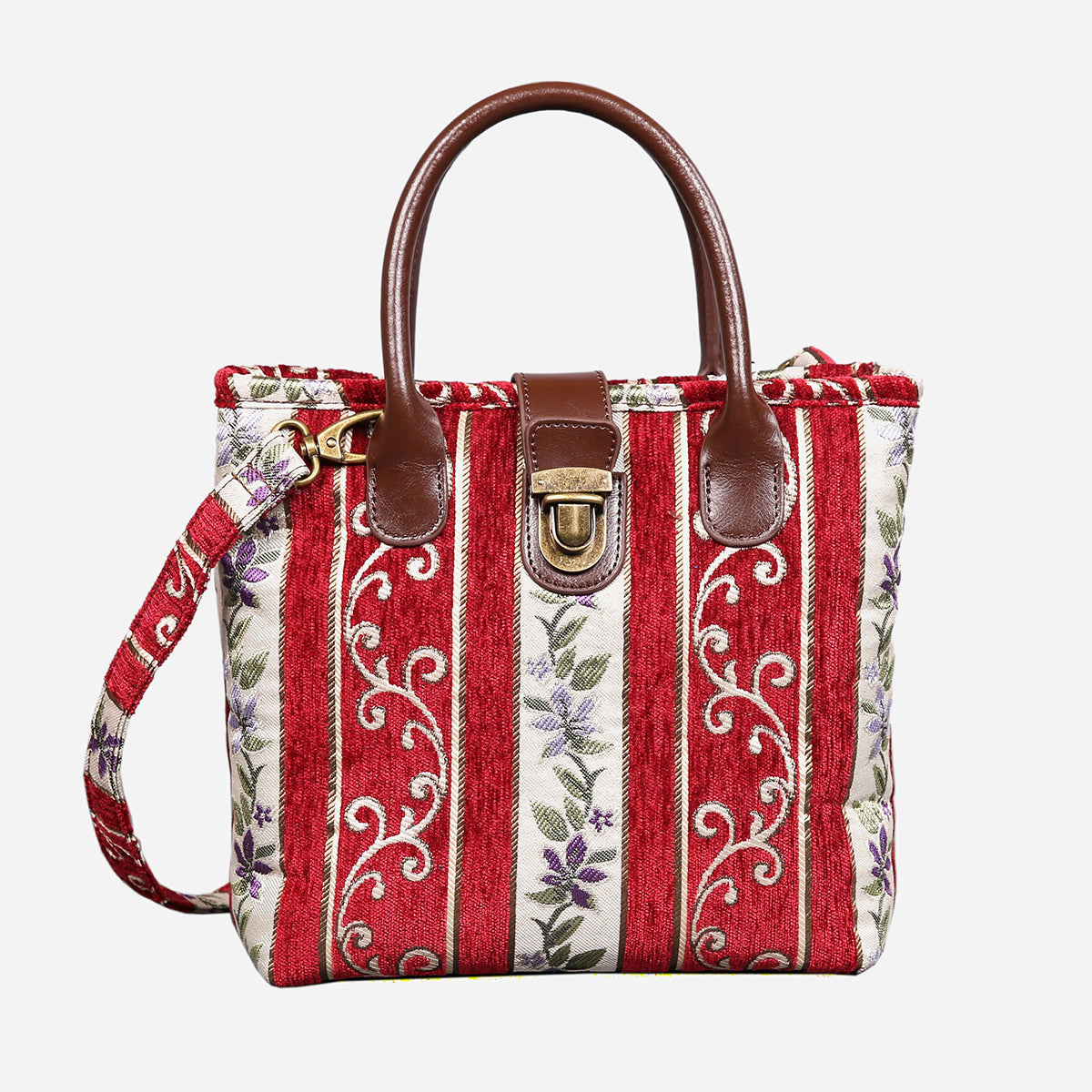 Strips Red Tuck Lock Carpet Satchel carpet bag MCW Handmade of America main