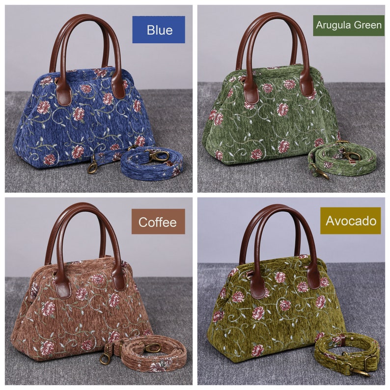 Climbing Rose Carpet Satchel carpet bag MCW Handmade four colors