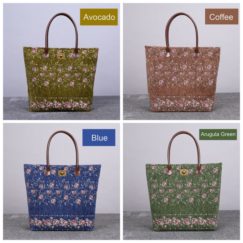 Climbing Rose Carpet Tote Shopper carpet bag MCW Handmade four colors