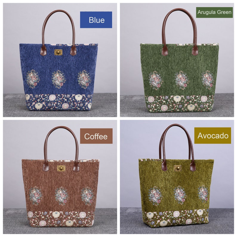 Rose Bouquet Carpet Tote Shopper carpet bag MCW Handmade-9