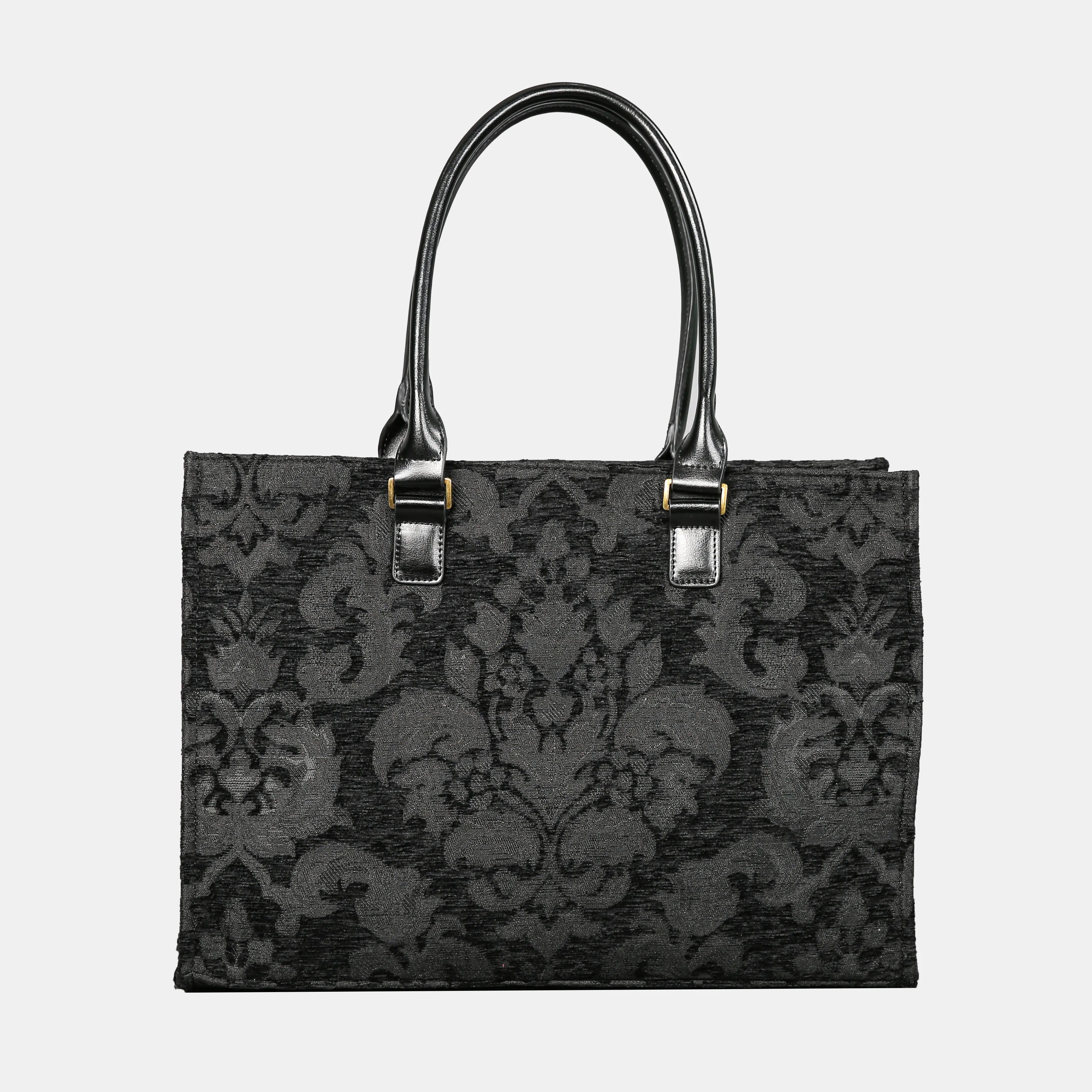 Victorian Blossom Black/Black Laptop Work Tote
