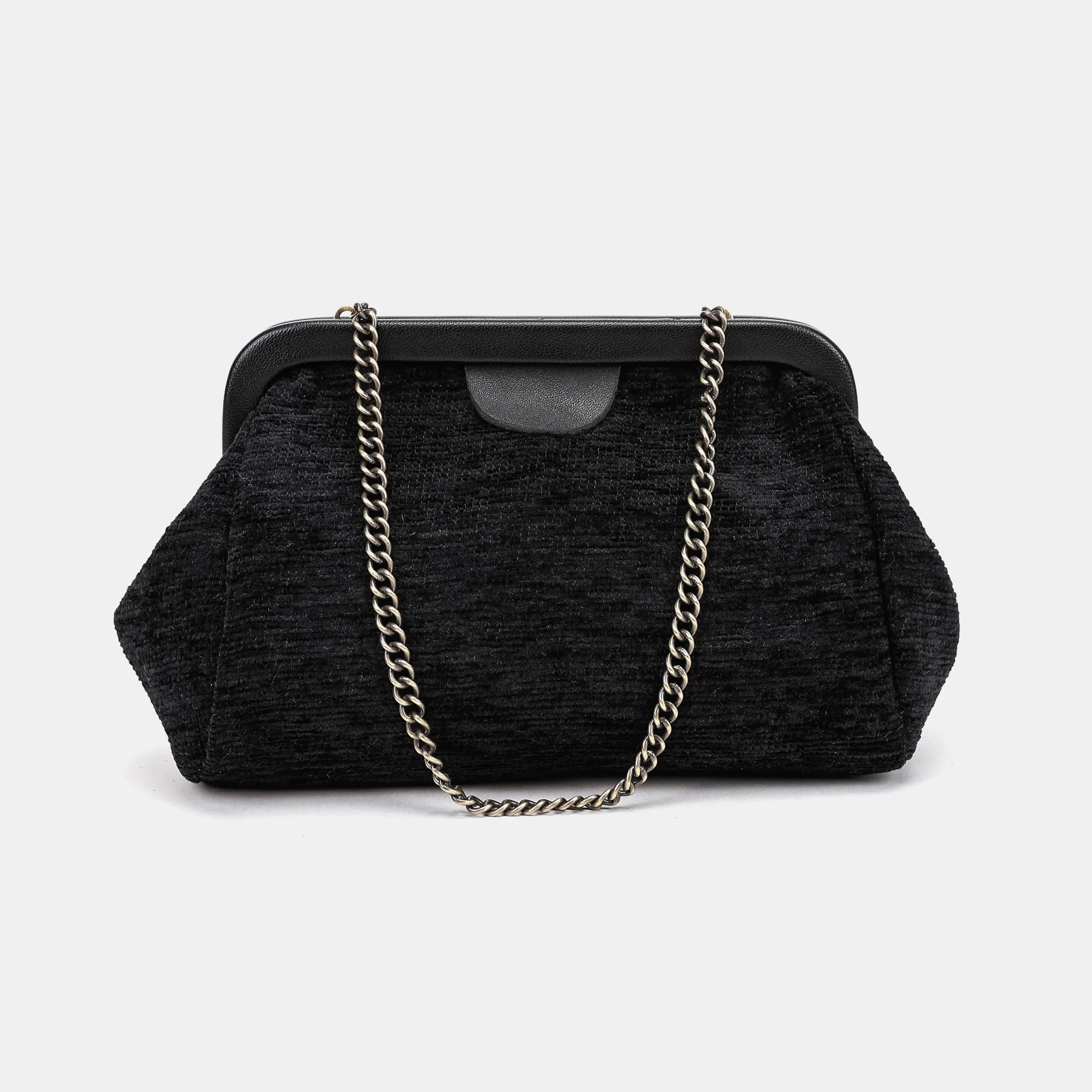 Solid Black Evening Bag Clutch Carpetbag of America