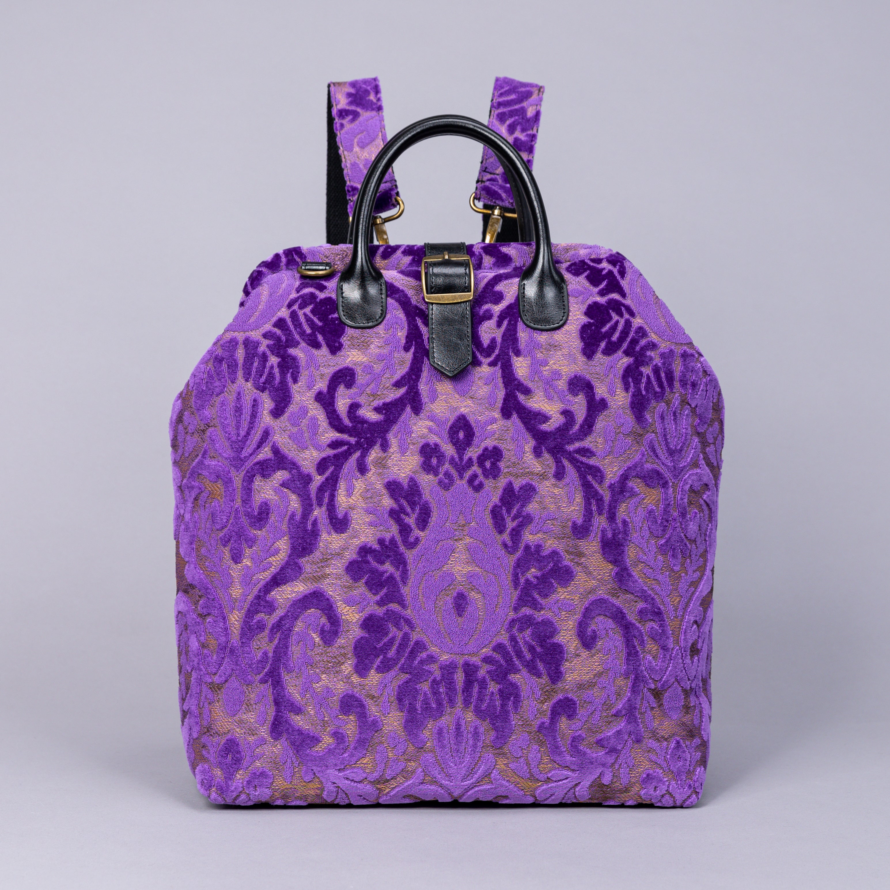 Carpetbags Burnout Velvet Purple Backpack