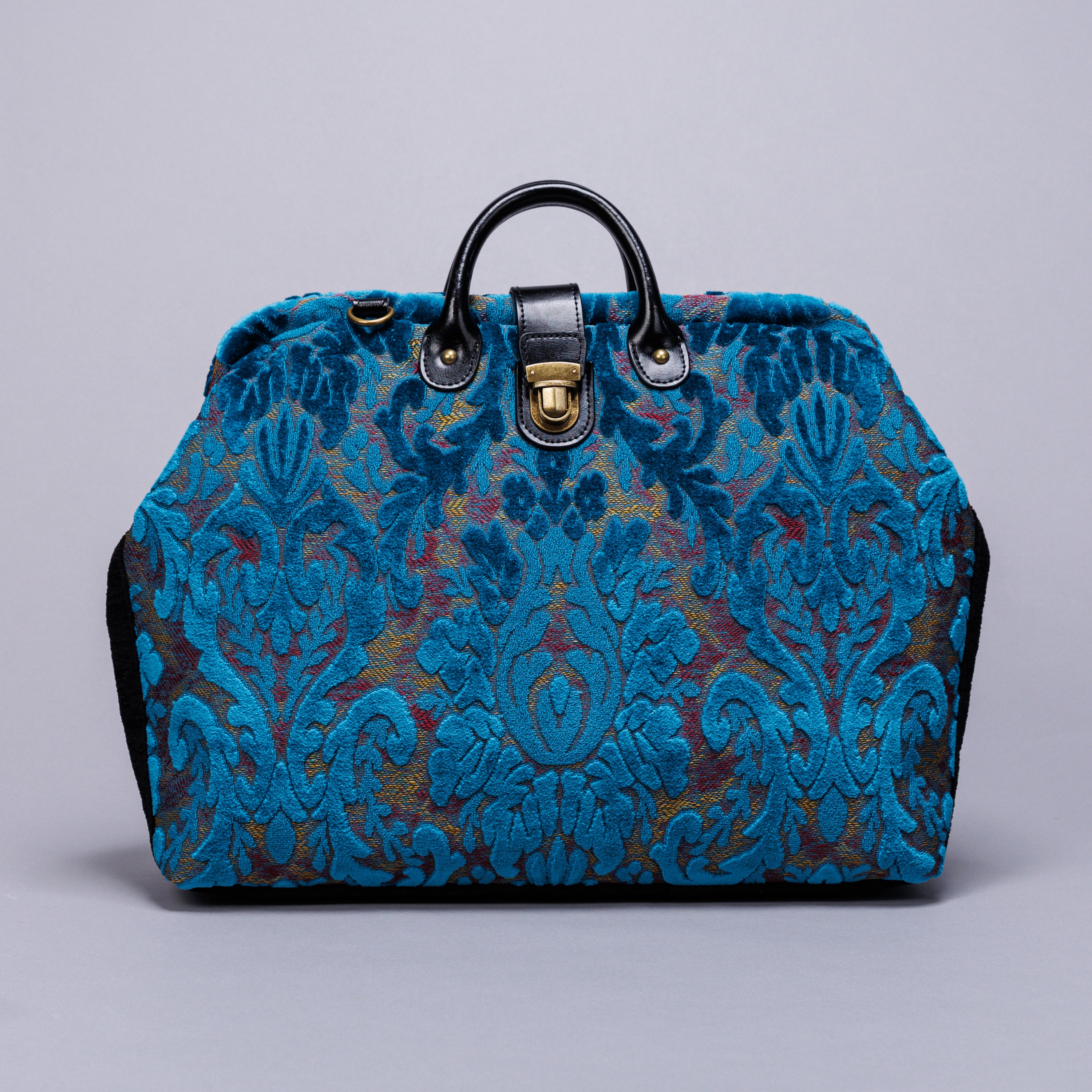 Mary Poppins Carpetbag Workbag burnout velvet Aqua Blue