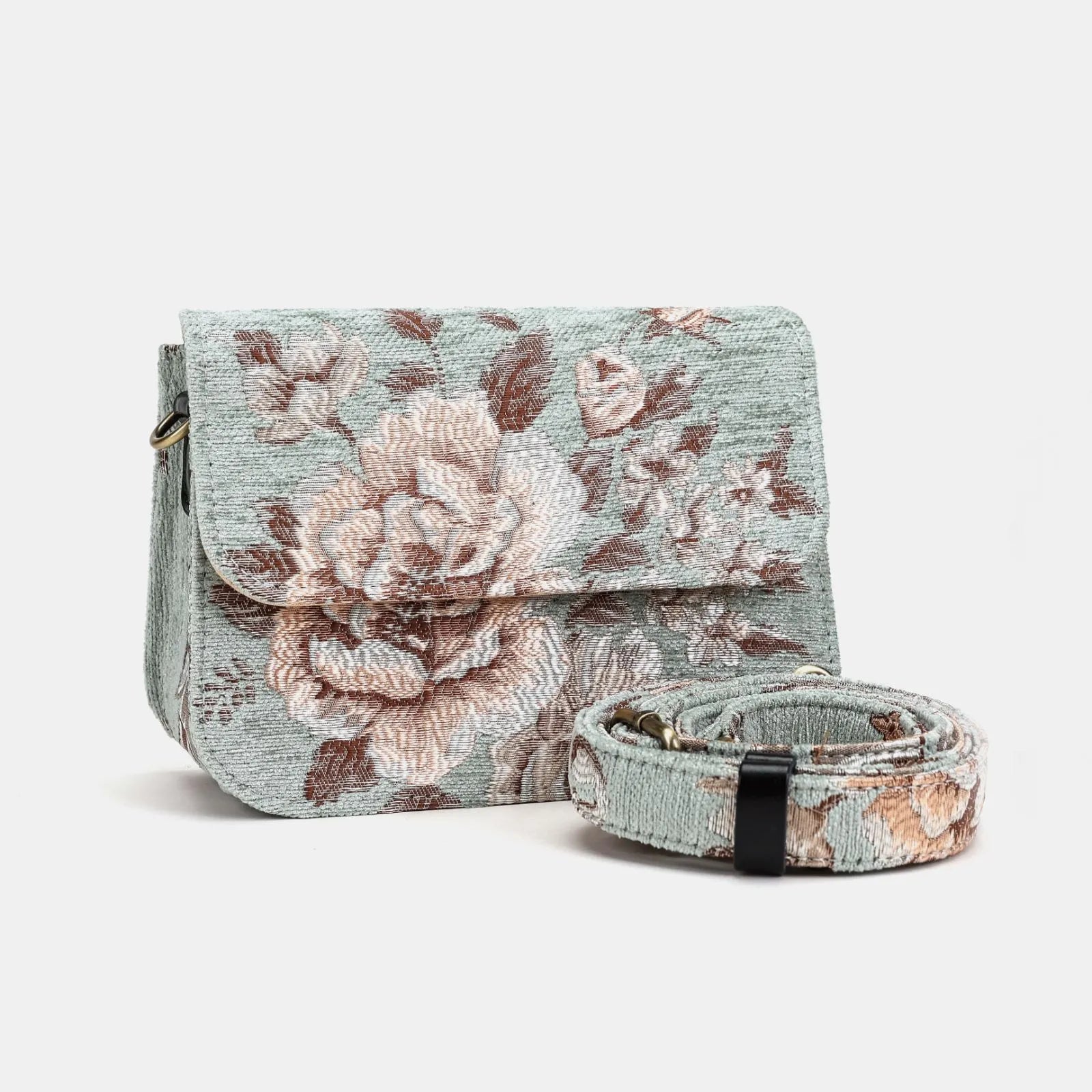 Floral Mint Flap Crossbody Bag