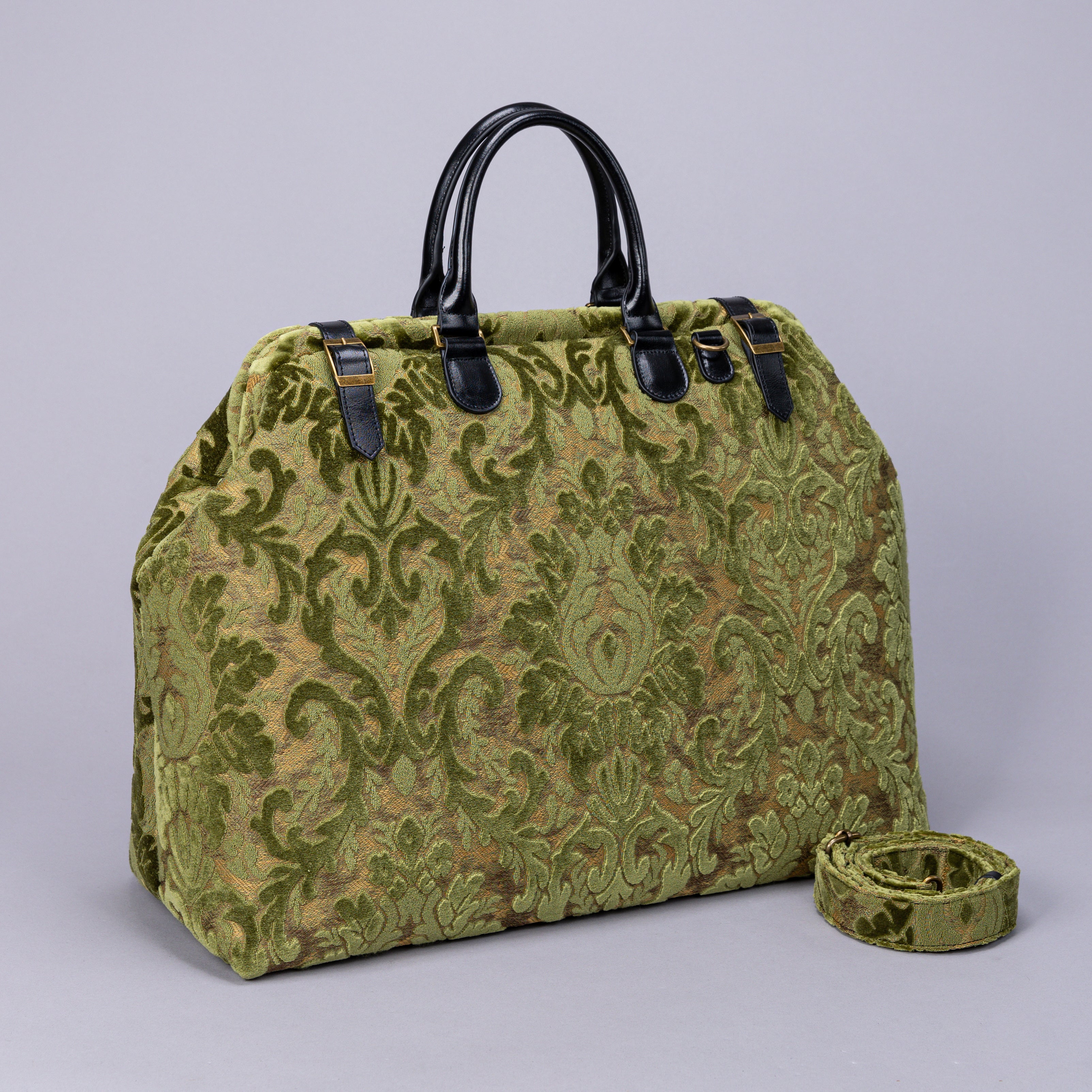 Mary Poppins Carpetbag Burnout Velvet Fern Green