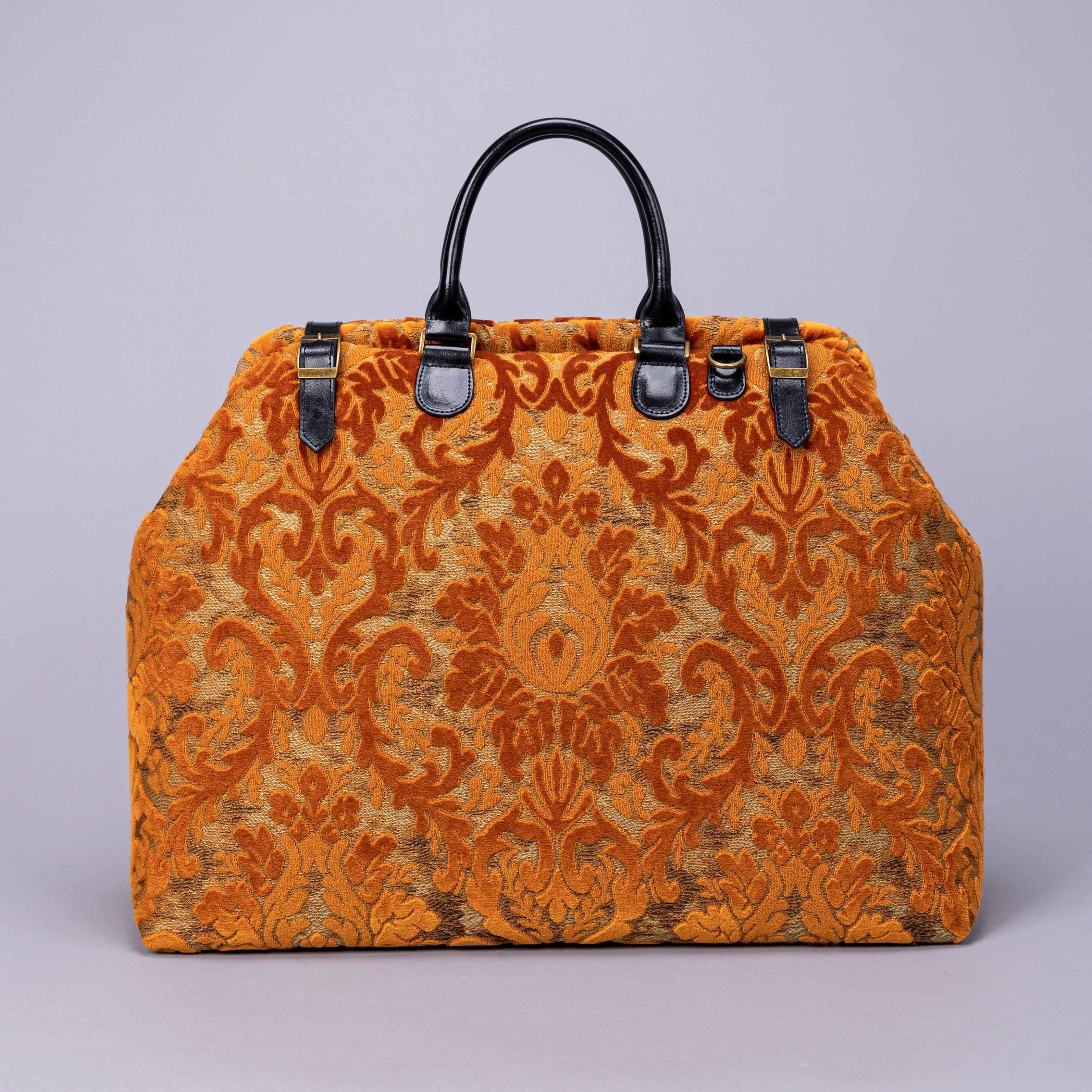 Mary Poppins Carpetbag Burnout Velvet Bag Orange