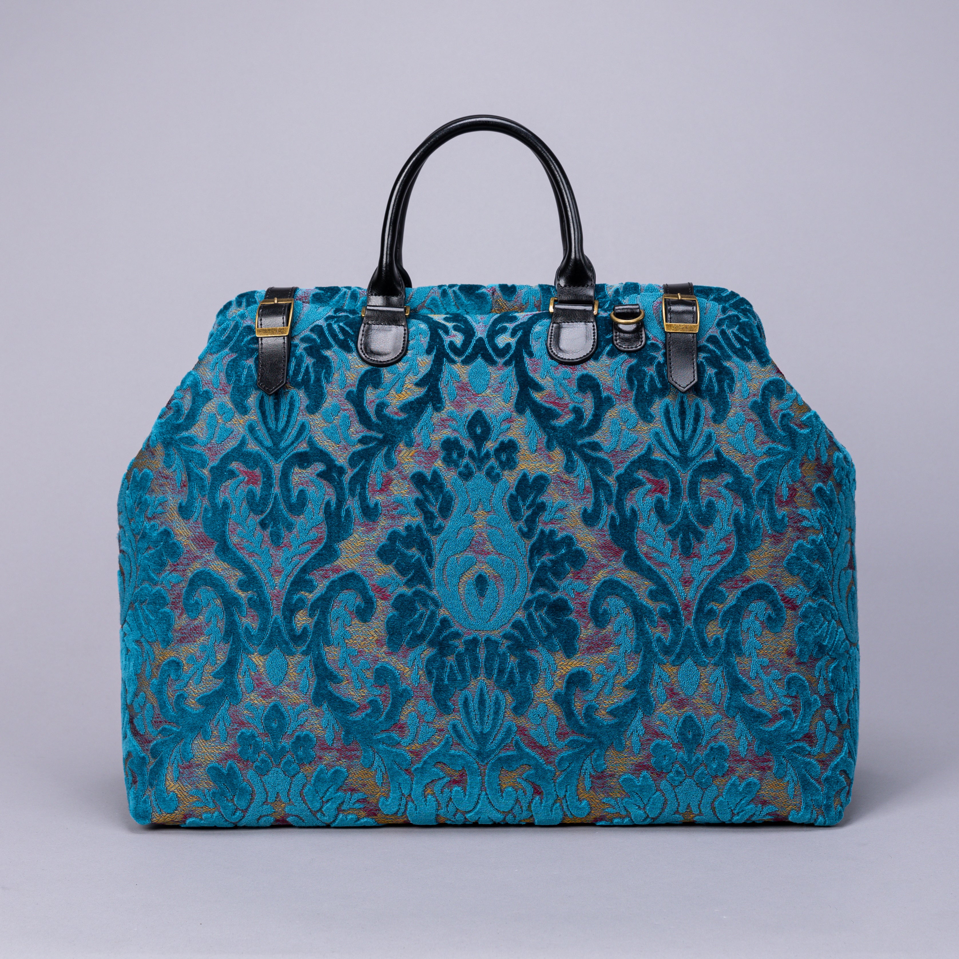 Carpetbag Burnout Velvet Aqua Blue