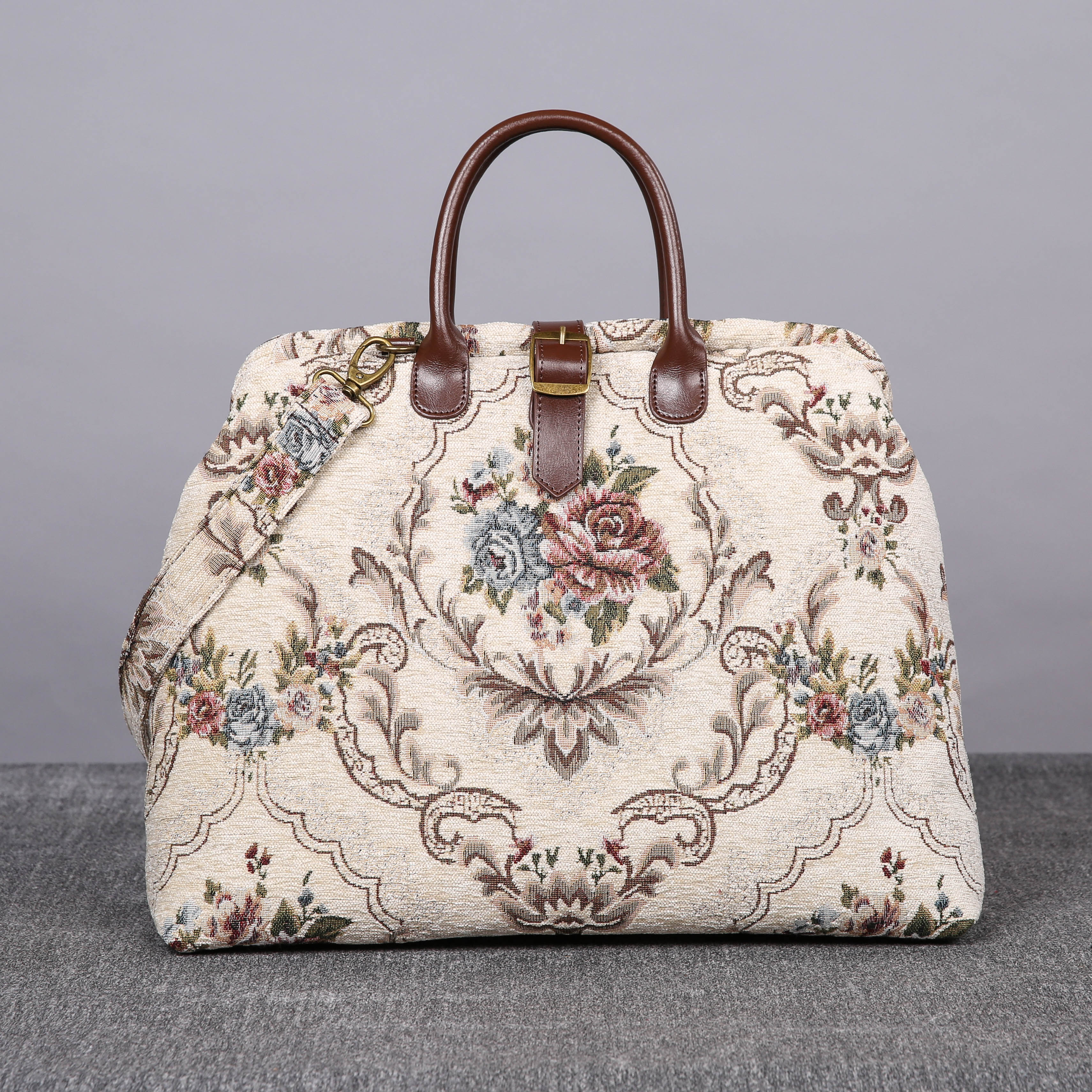 Carpetbag Mary Poppins Bag Floral Cream