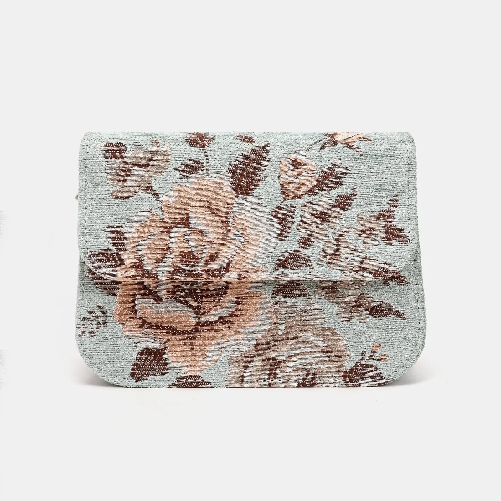 Floral Mint Flap Crossbody Carpet Bag of America front