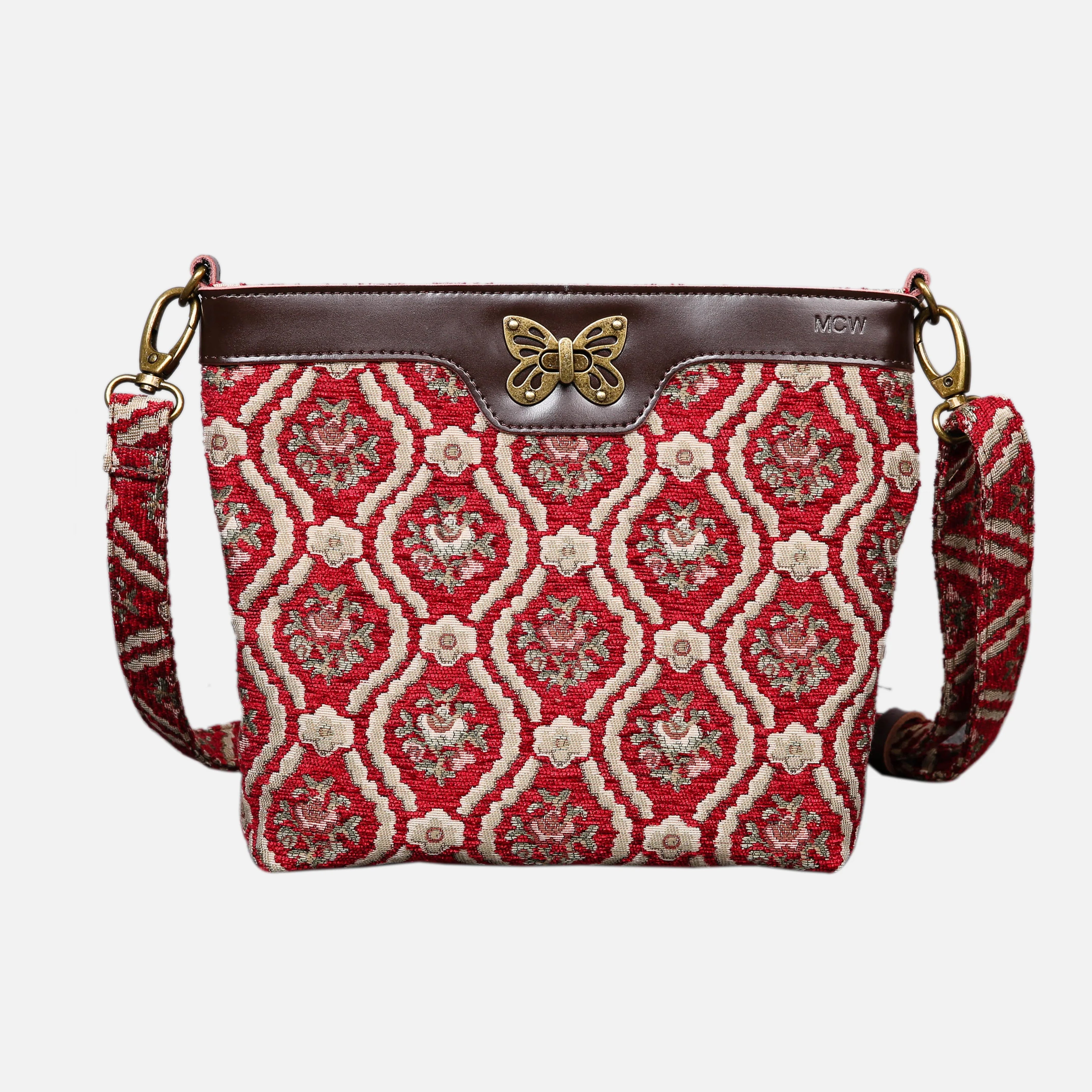Traditional Red Butterfly Crossbody Bag