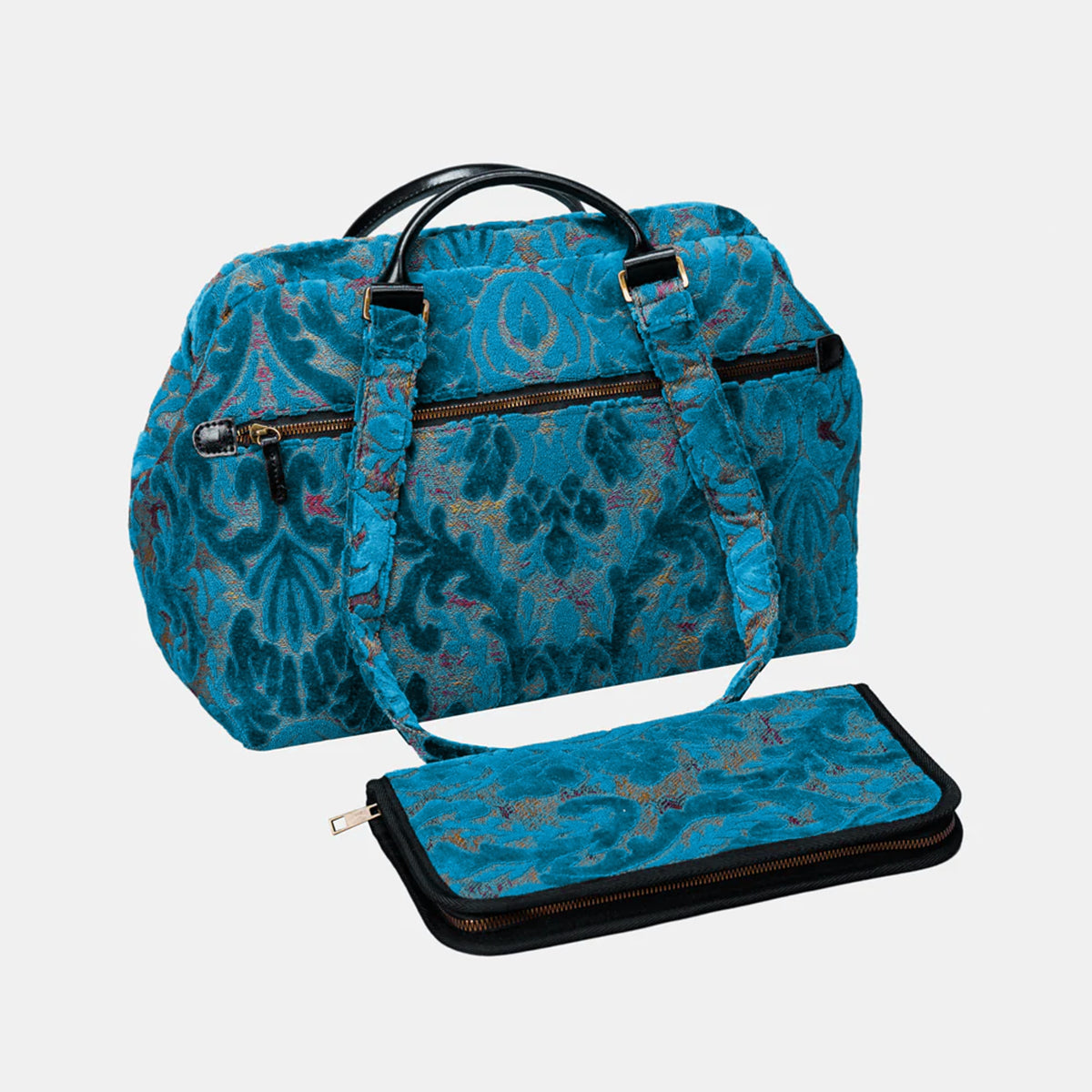 Burnout Velvet Aqua Blue Knitting Project Bag right