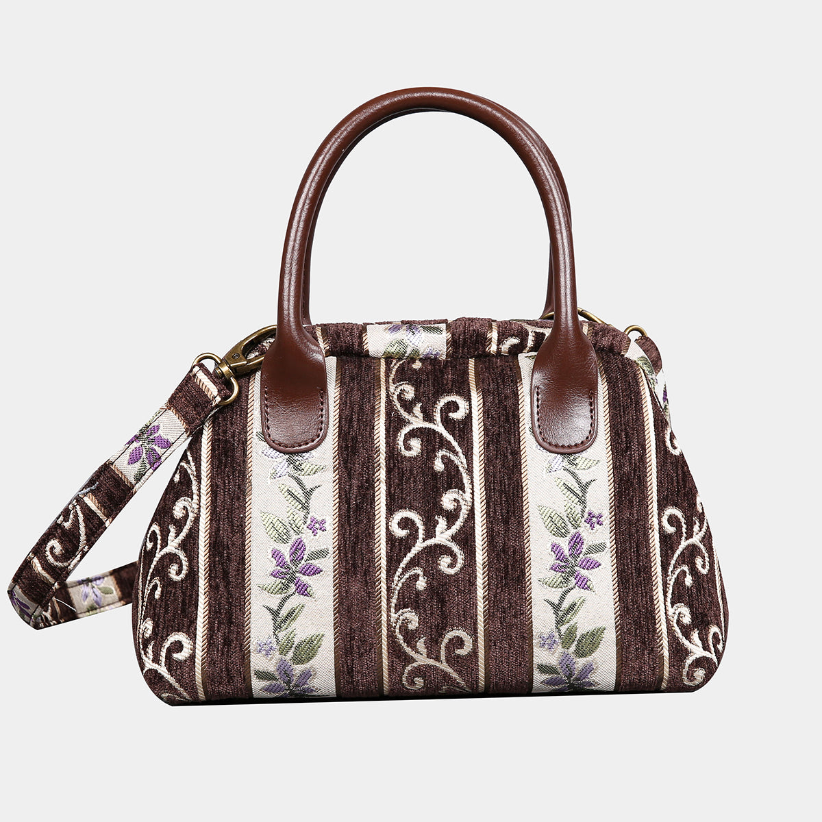 Victorian Stripes Brown Carpet Satchel Carpetbag of America main