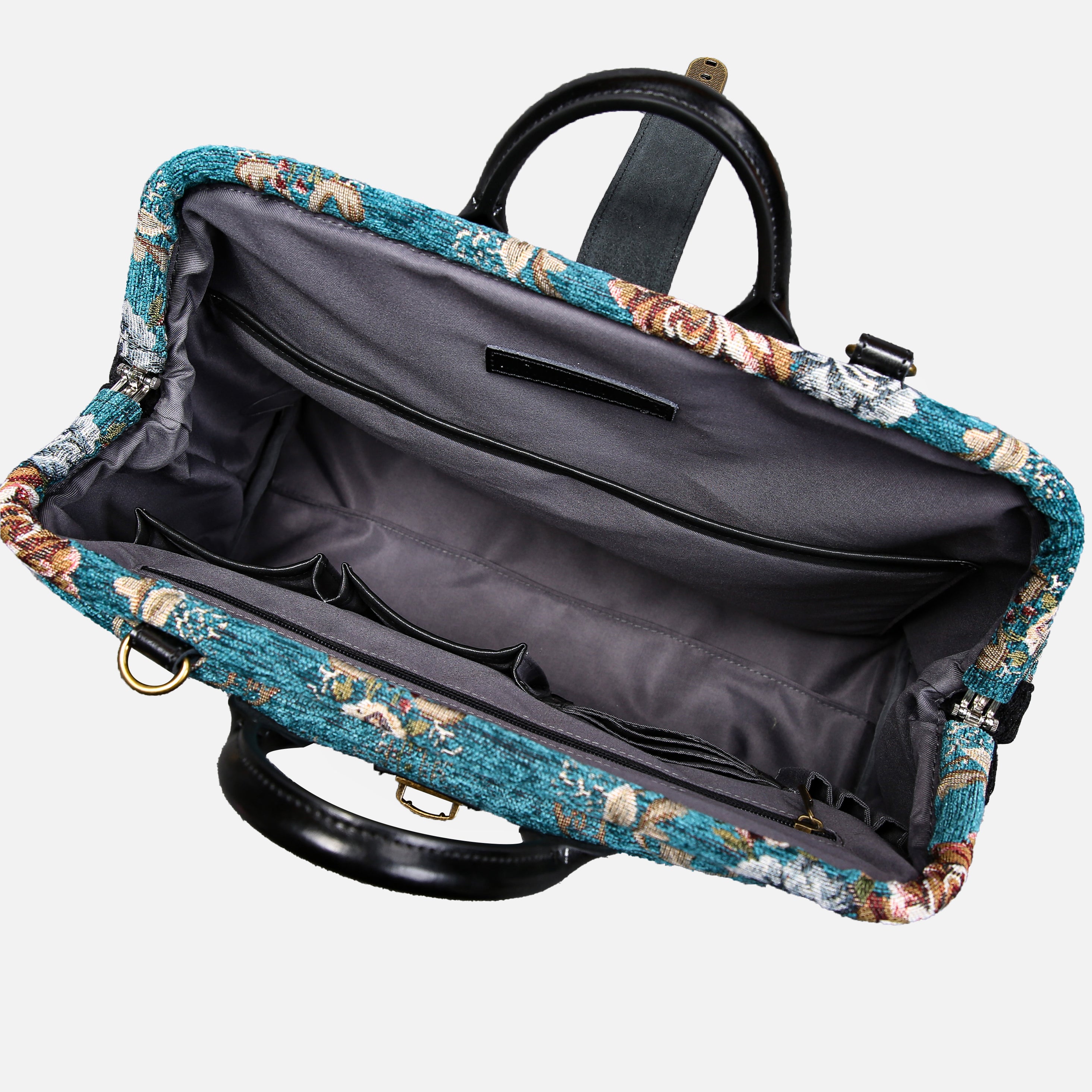 Floral Teal Laptop Work Bag carpet bag MCW Handmade-6