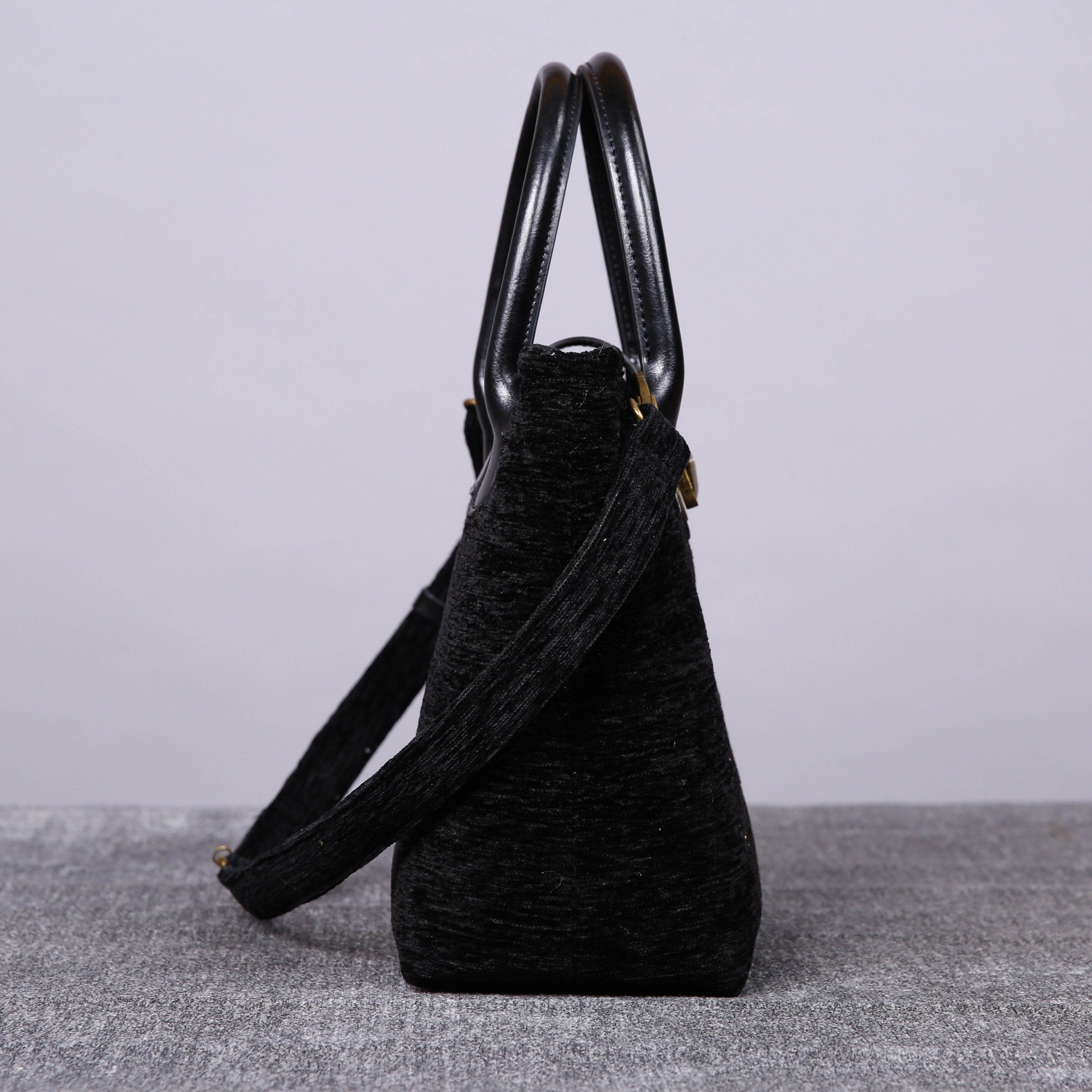 Luxury Monogrammed Black Compact Tote carpet bag MCW Handmade