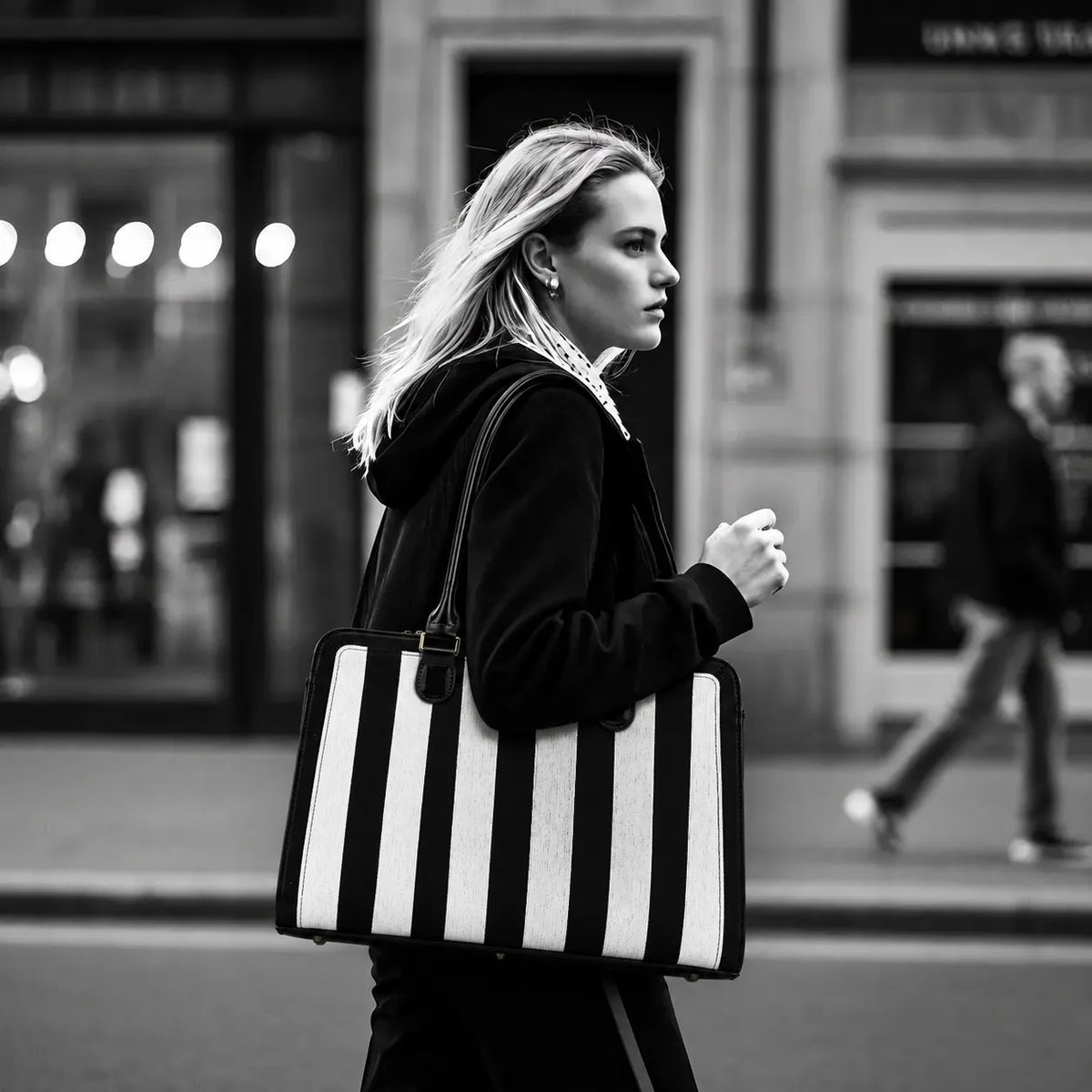Black & White Beetlejuice Business Tote Carpetbag of America model