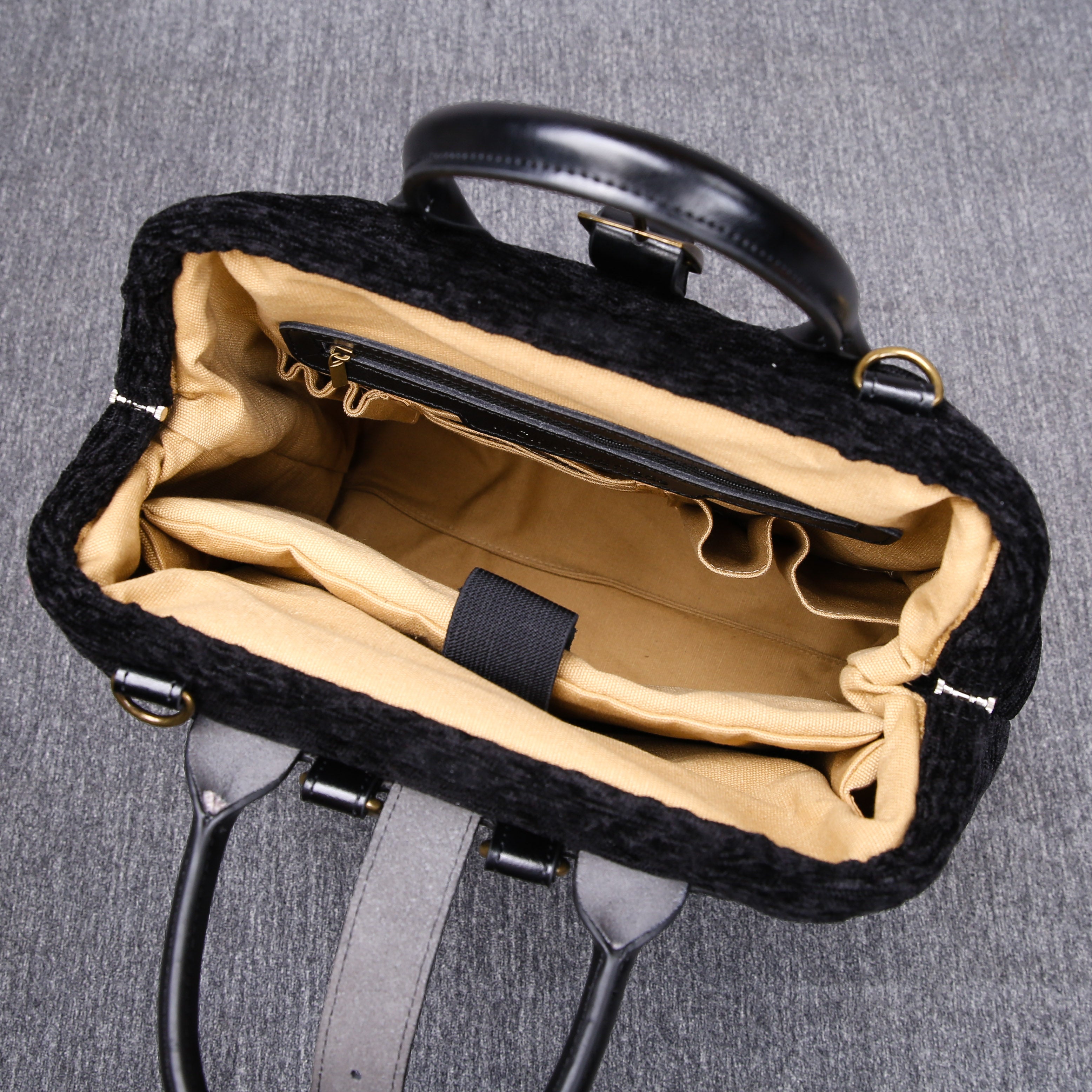 Luxury Monogrammed Black Multi-Functional Backpack carpet bag MCW Handmade-14