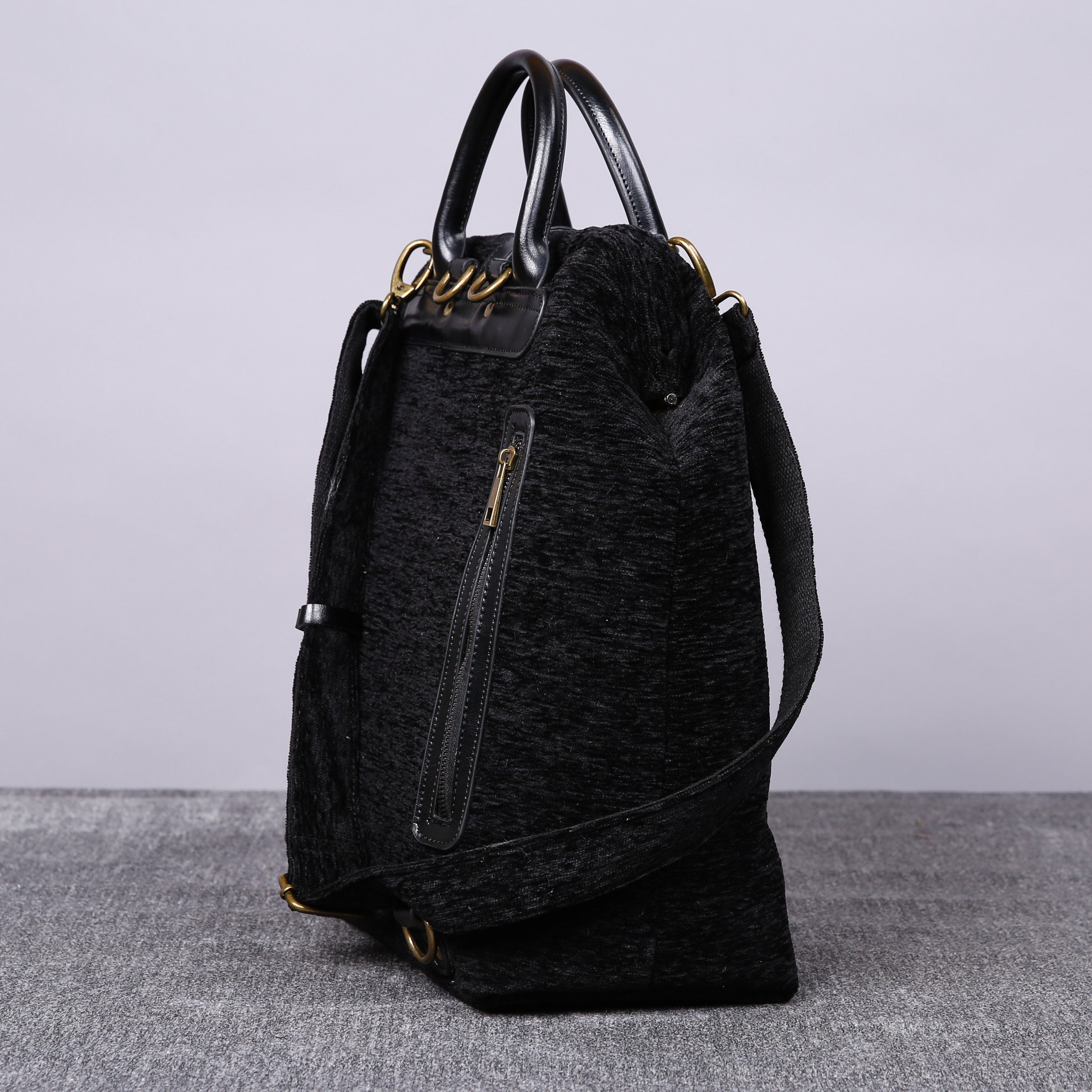 Luxury Monogrammed Black Multi-Functional Backpack carpet bag MCW Handmade-7