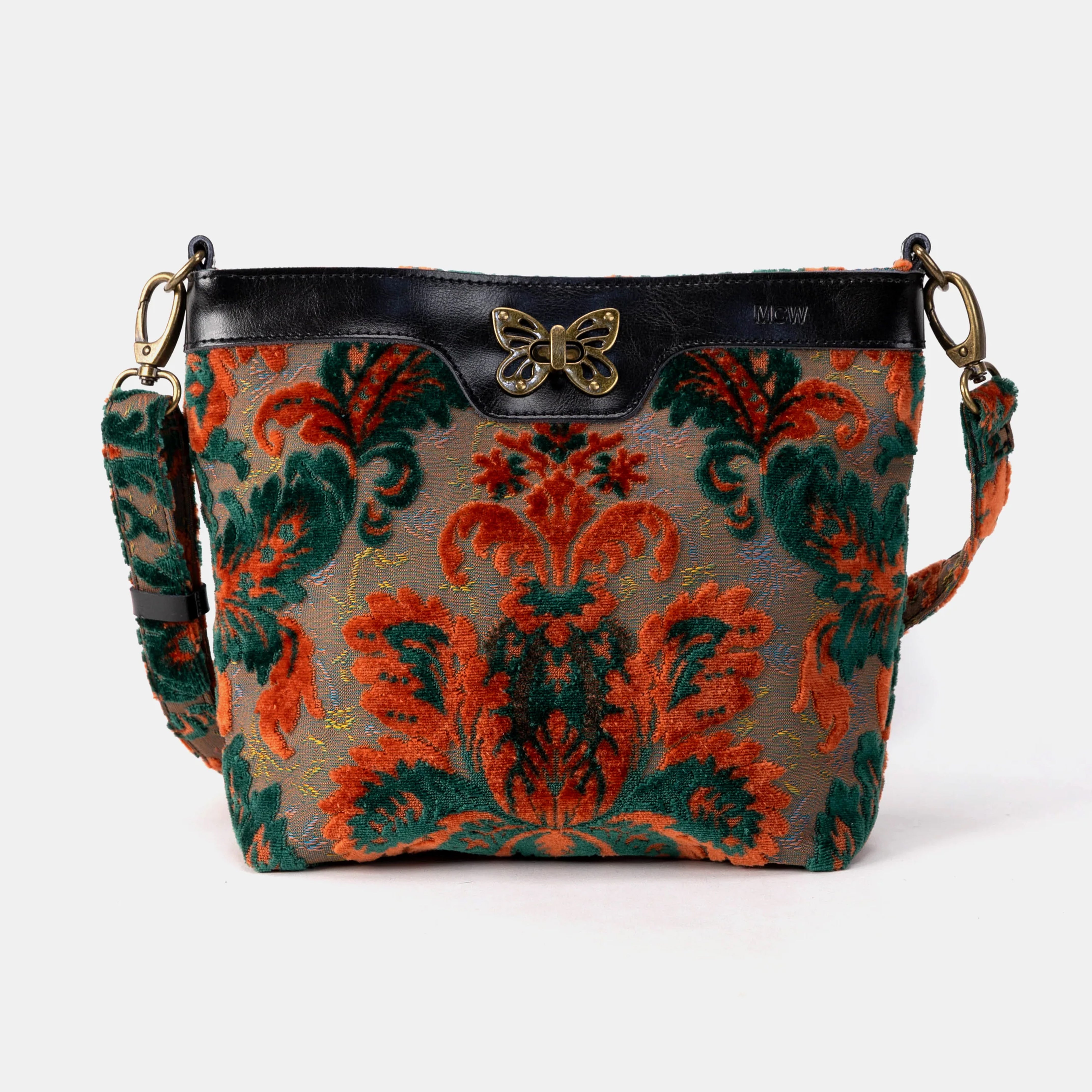 Burnout Velvet Revival Jade Butterfly Crossbody Bag