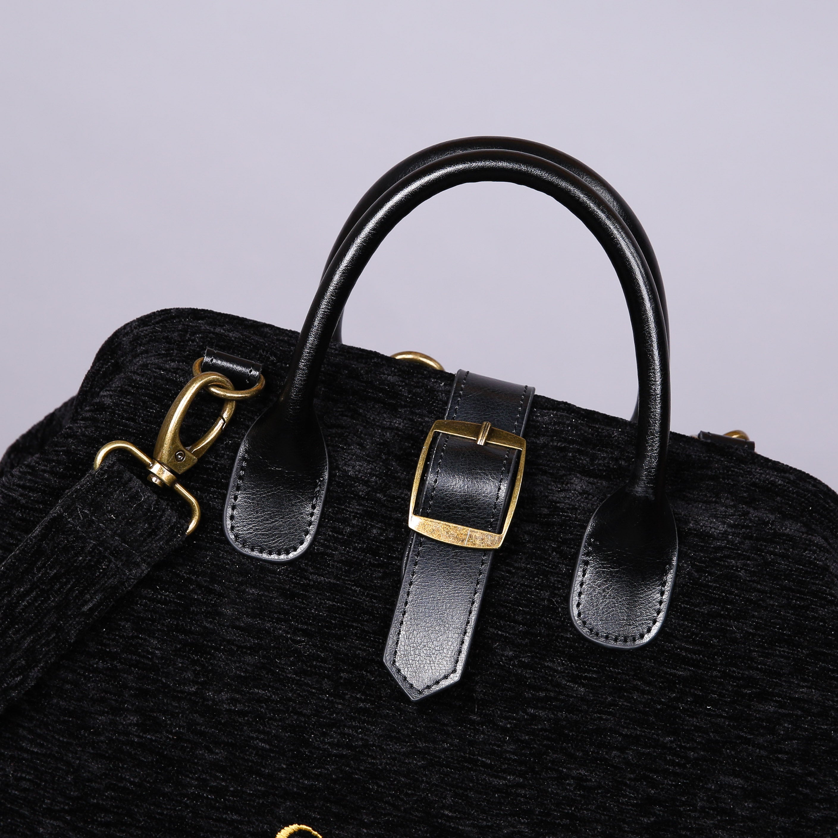 Luxury Monogrammed Black Multi-Functional Backpack carpet bag MCW Handmade-3