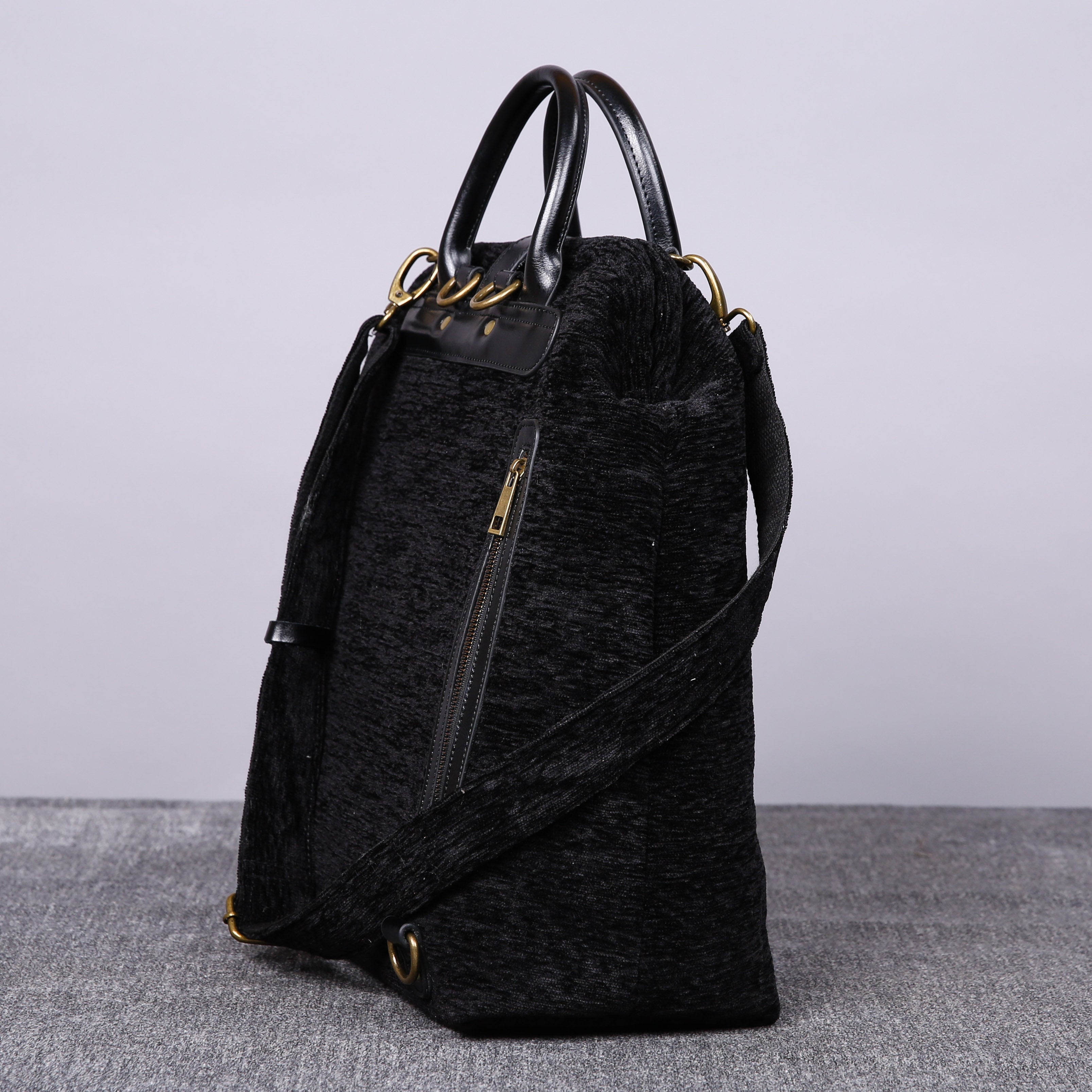 Luxury Monogrammed Black Multi-Functional Backpack carpet bag MCW Handmade-7