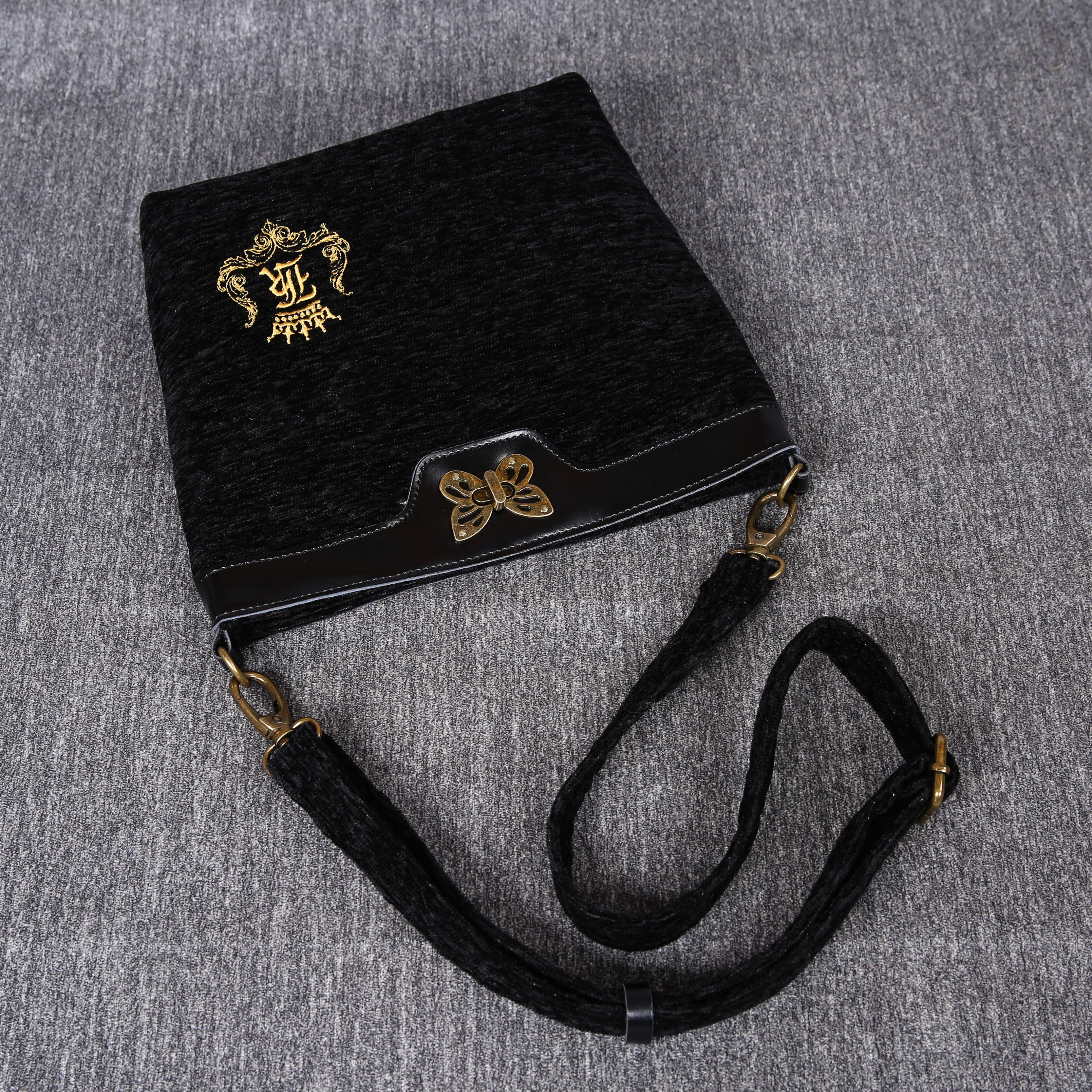 Luxury Monogrammed Black Cross Body carpet bag MCW Handmade