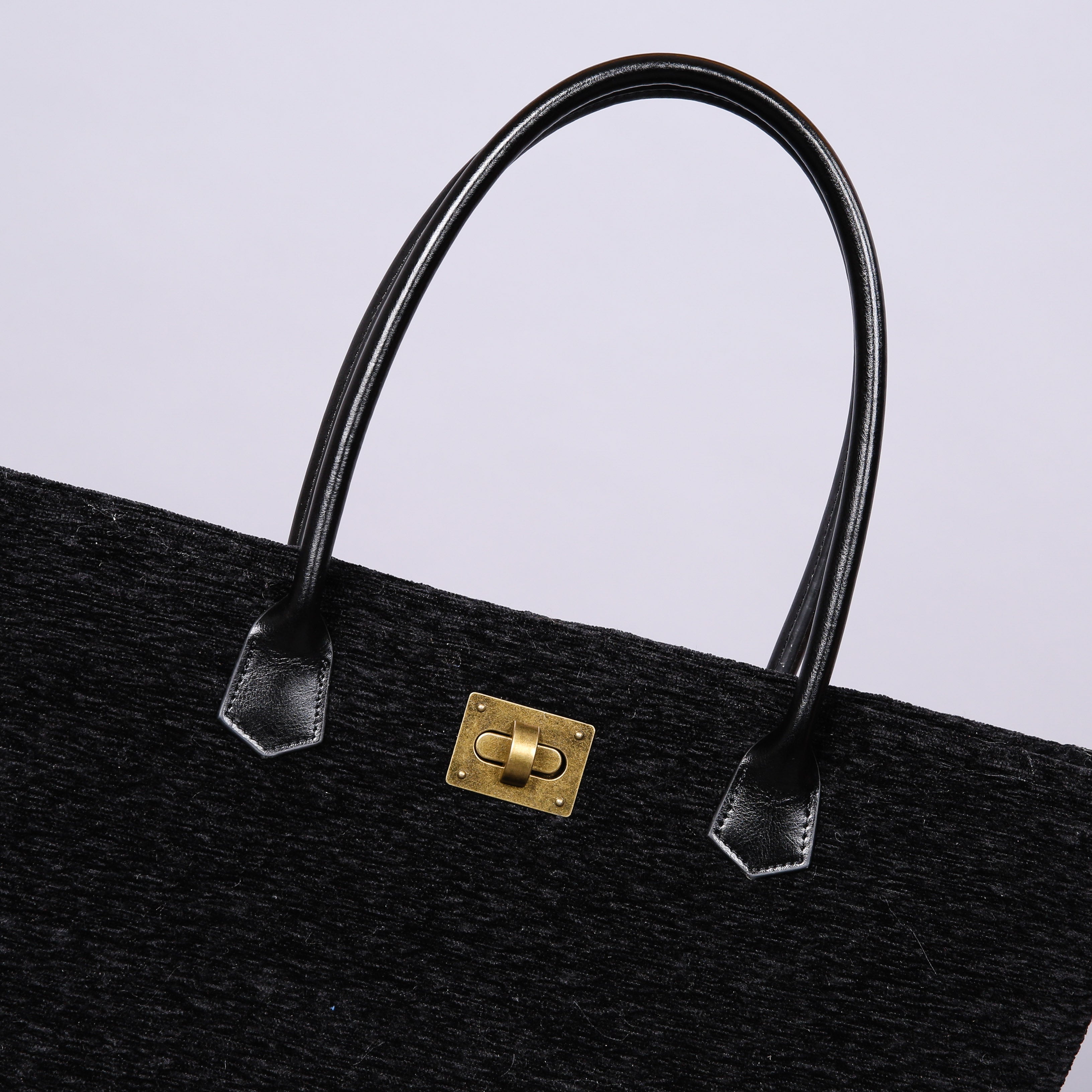 Luxury Monogrammed Black Tote carpet bag MCW Handmade-1