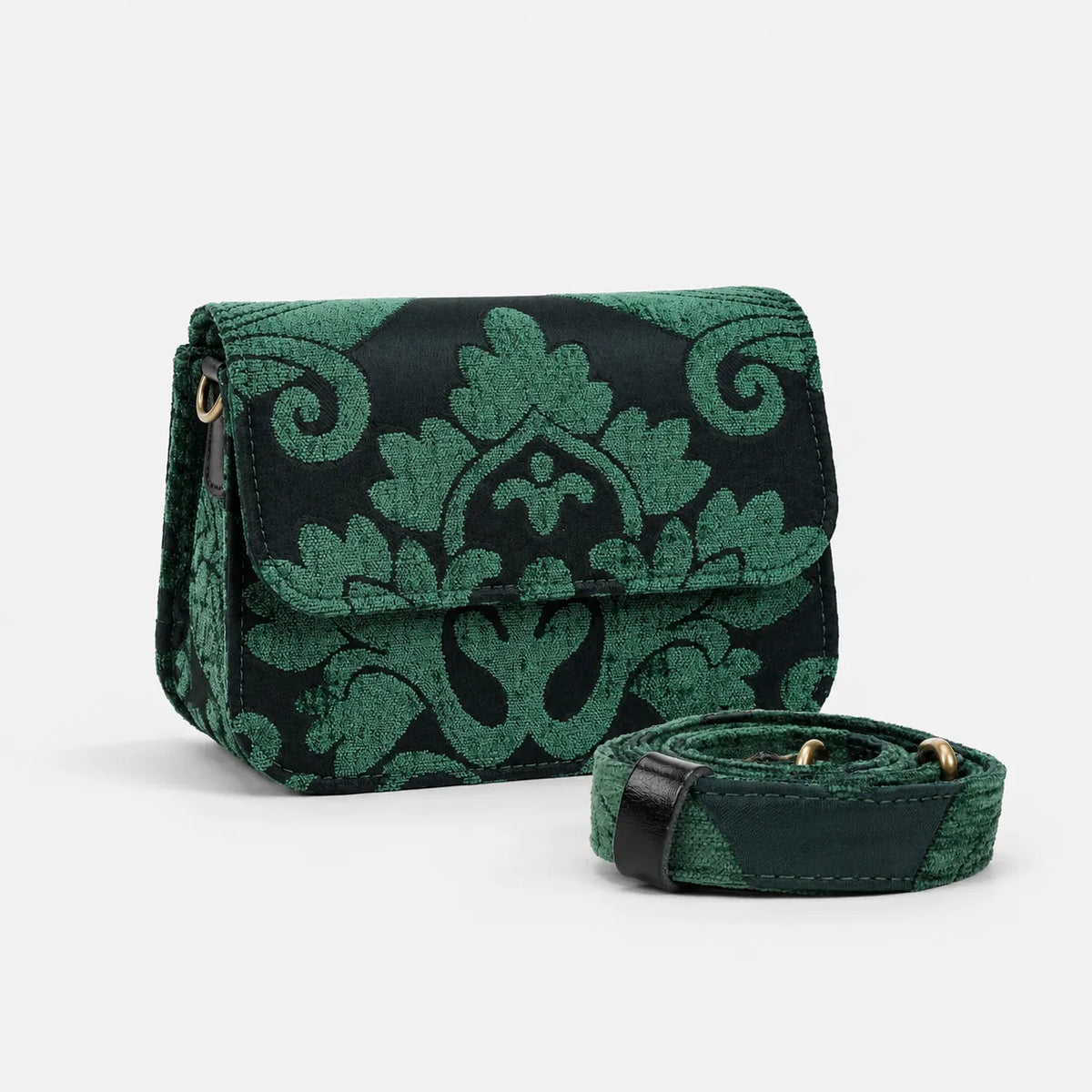 Queen Hunter Green Flap Crossbody Bag of America display
