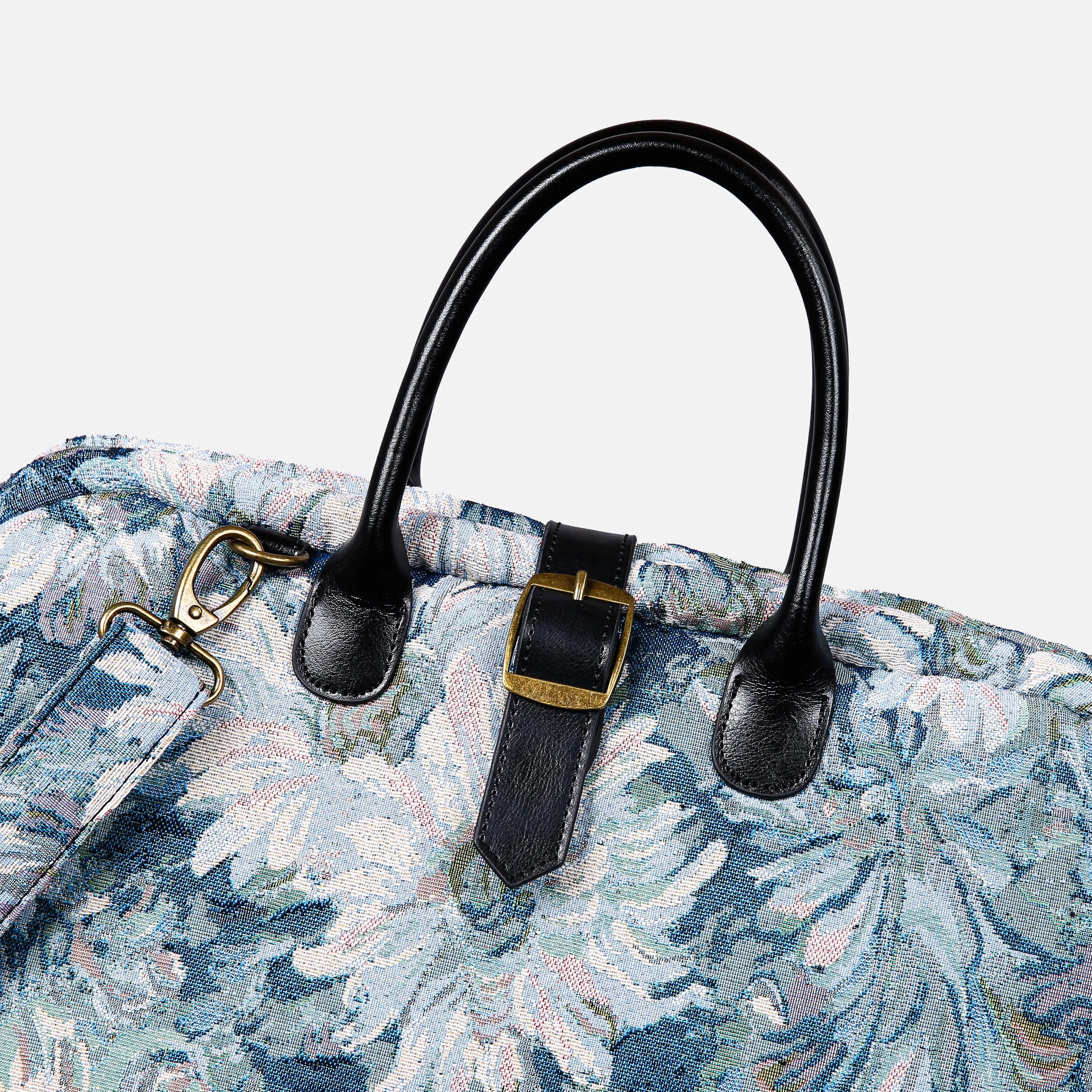 Blooming Daisy Blue Mary Poppins Weekender carpet bag MCW Handmade detail