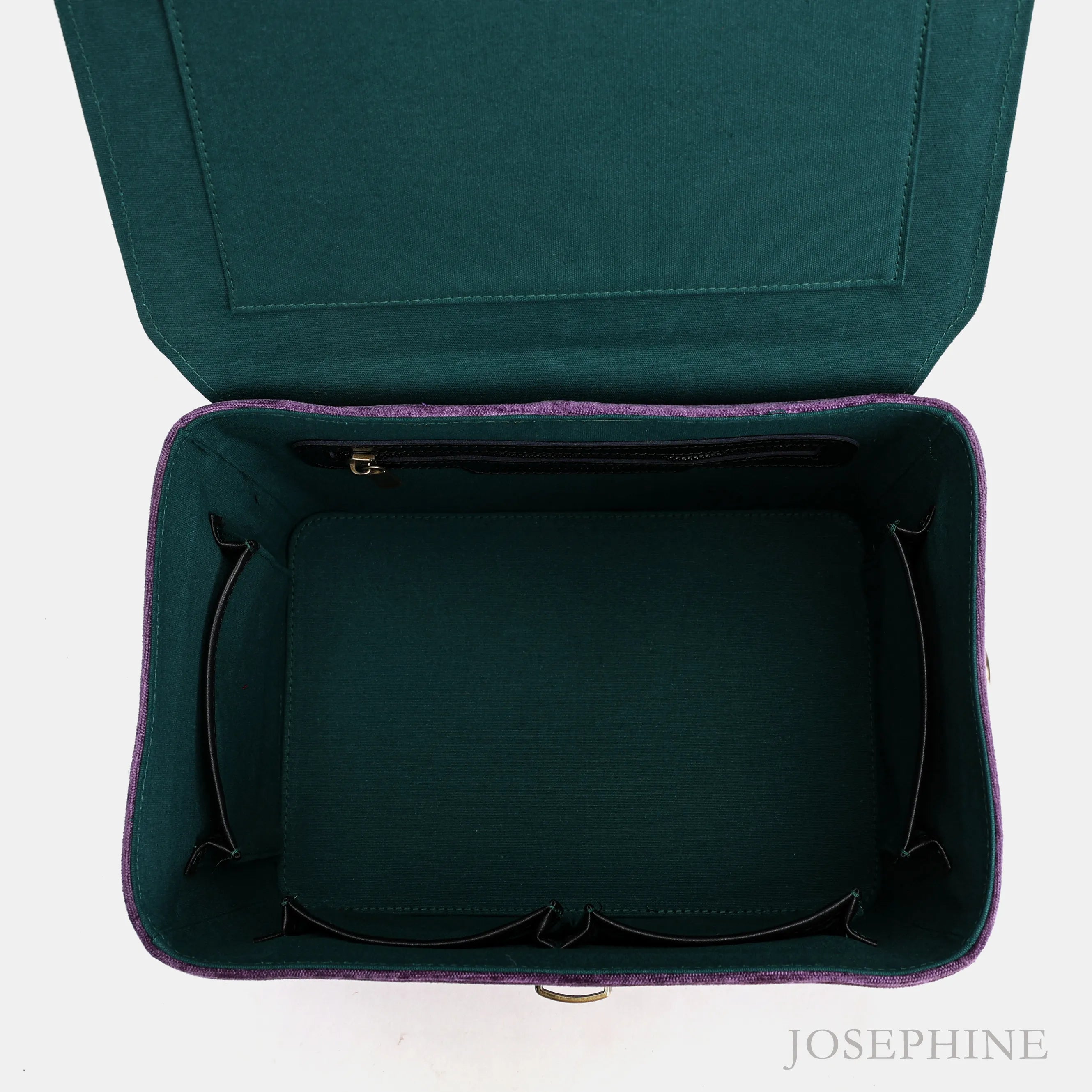 Solid Purple Josephine Large Train Case of America inside