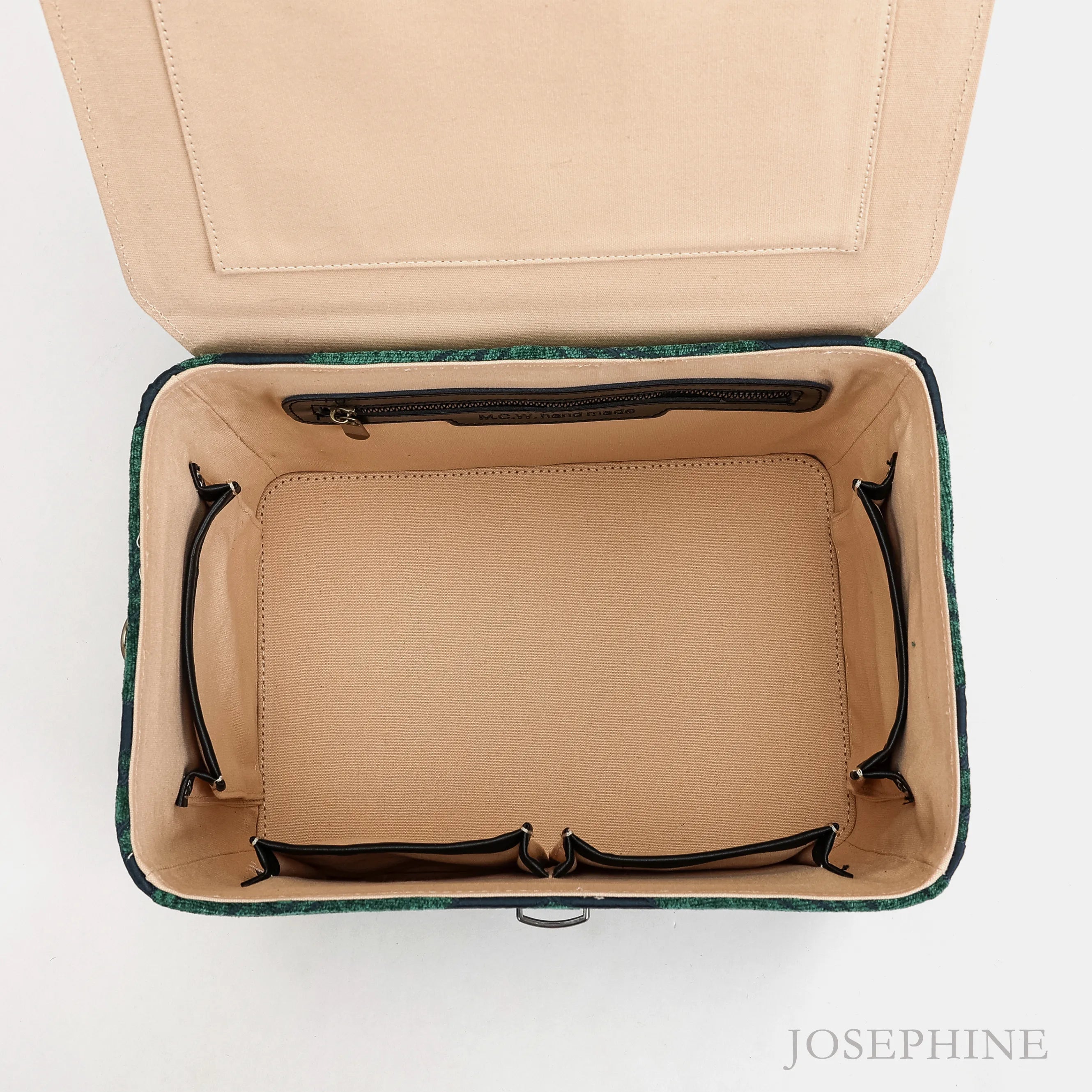 Josephine Large Train Case Purse Queen Hunter Green inside