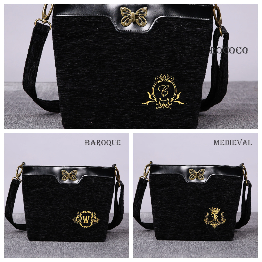 Luxury Monogrammed Black Cross Body carpet bag MCW Handmade