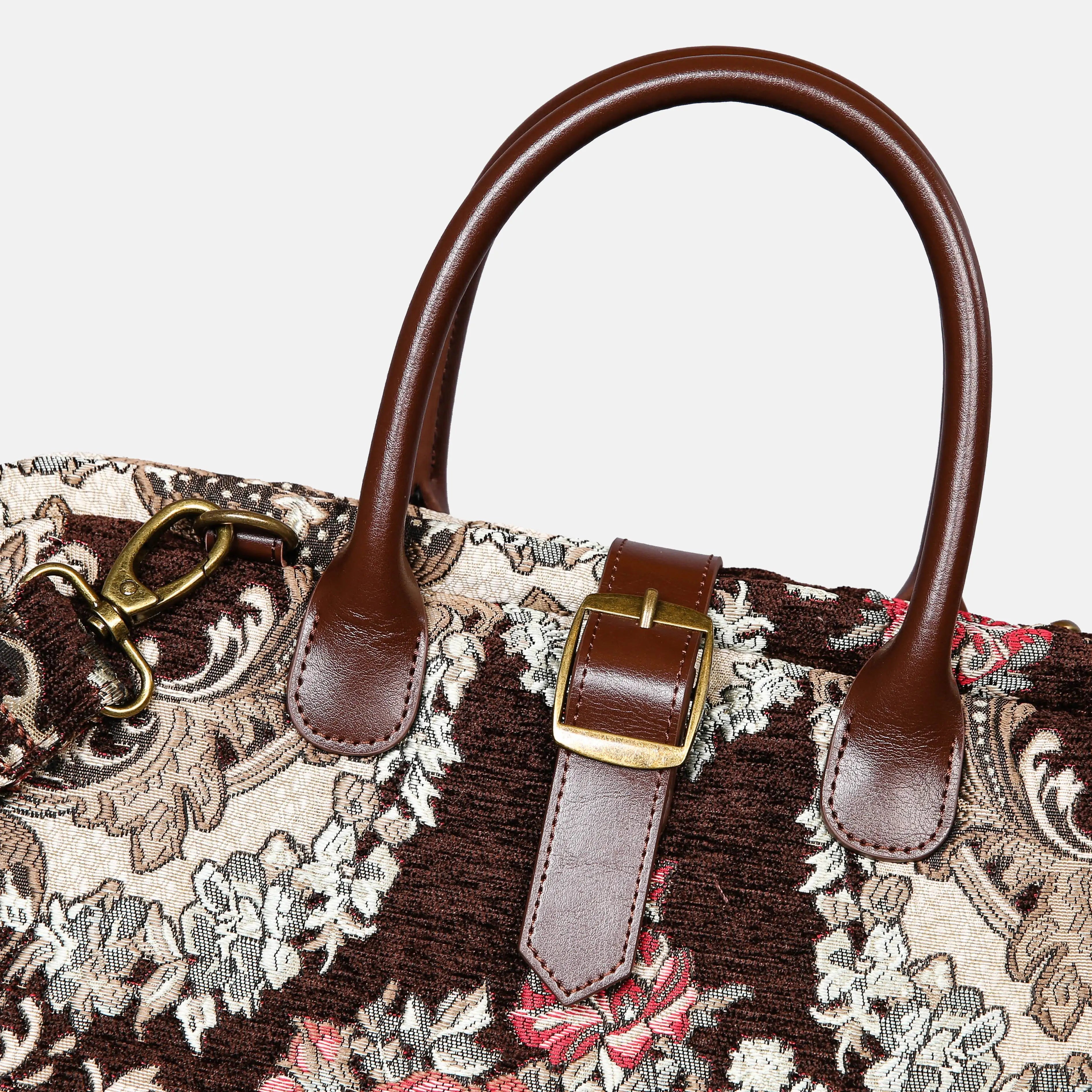 Brocade Brown Mary Poppins Weekender Carpetbag of America buckle