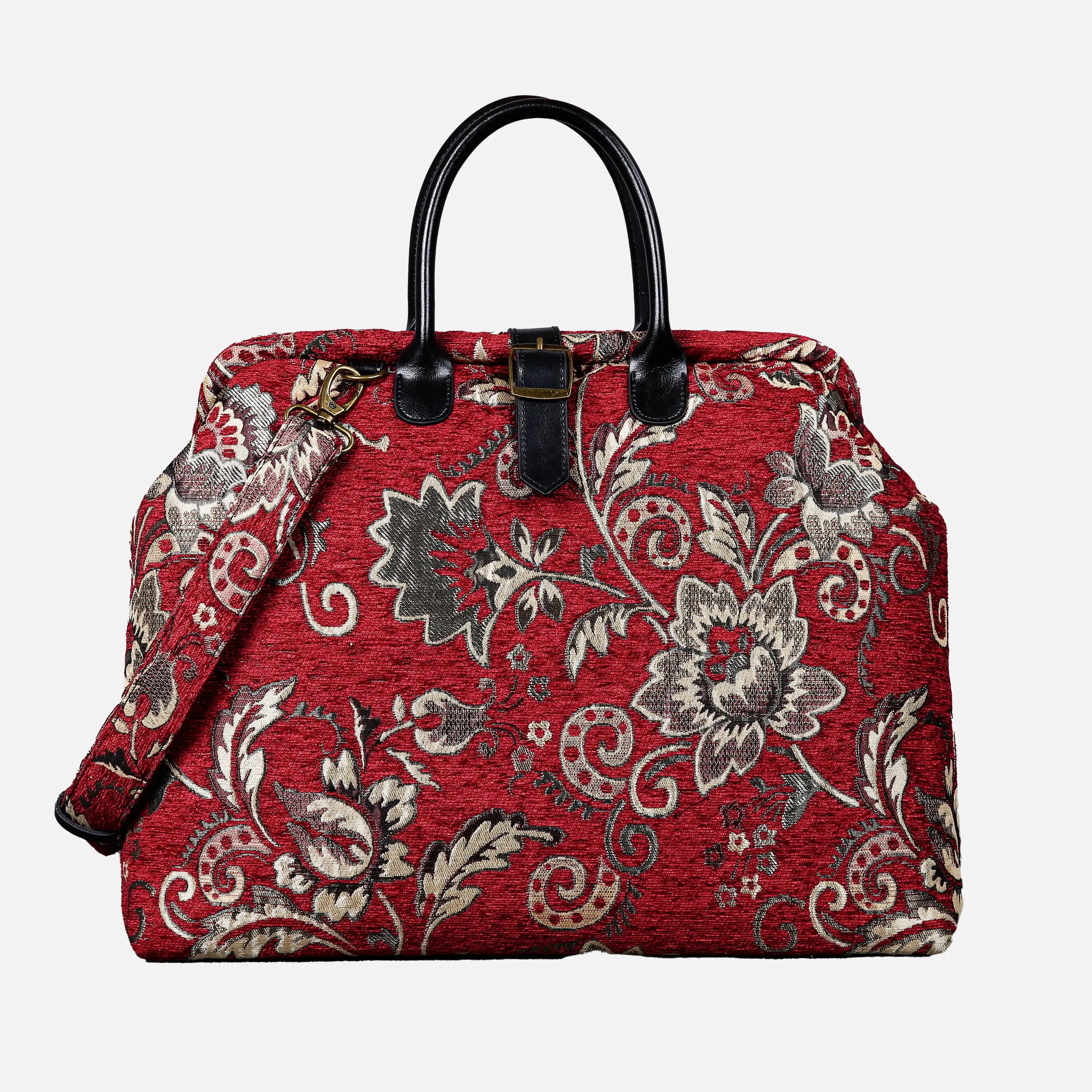 Floral Paisley Red Mary Poppins Weekender carpet bag MCW Handmade main