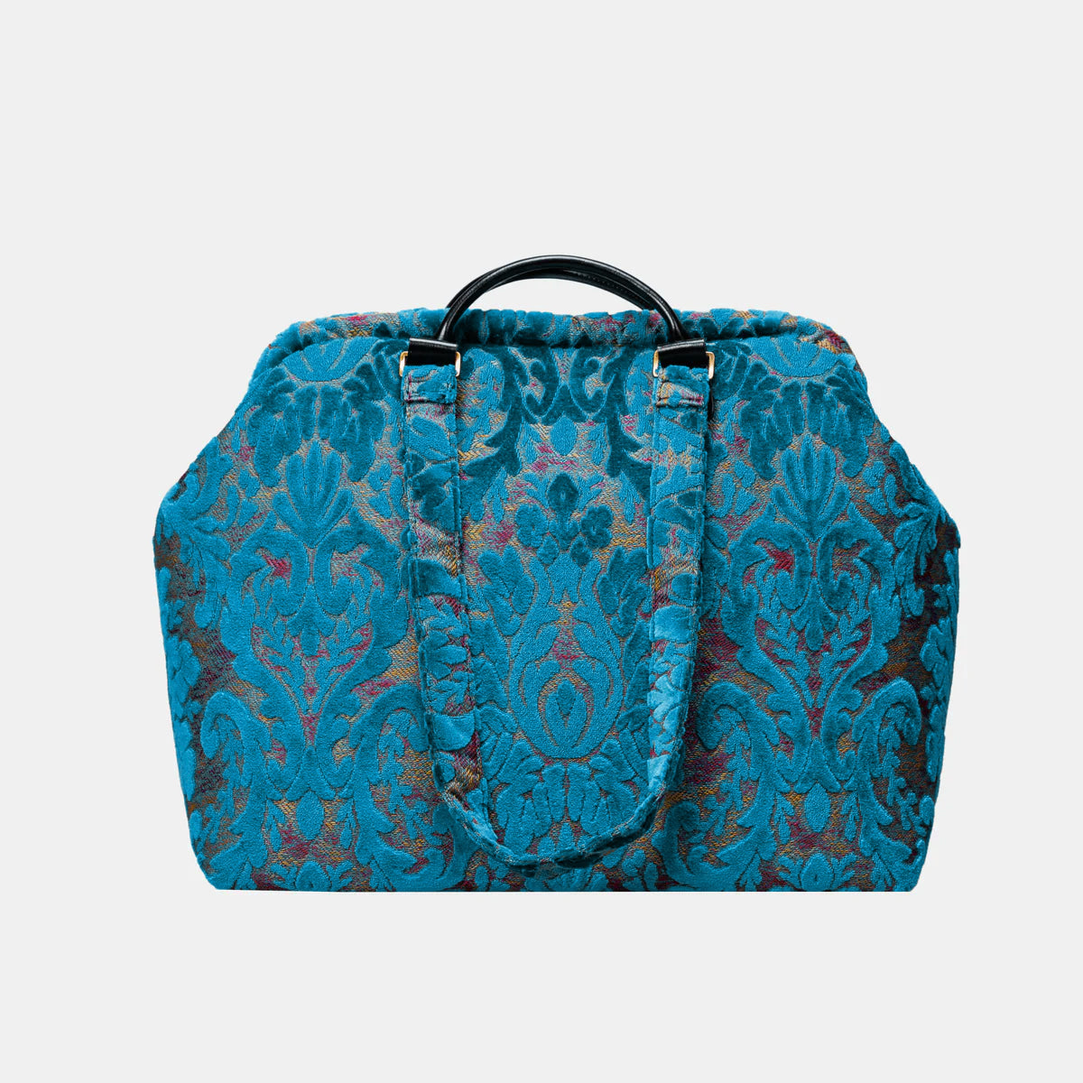 Burnout Velvet Aqua Blue Knitting Project Bag with handle