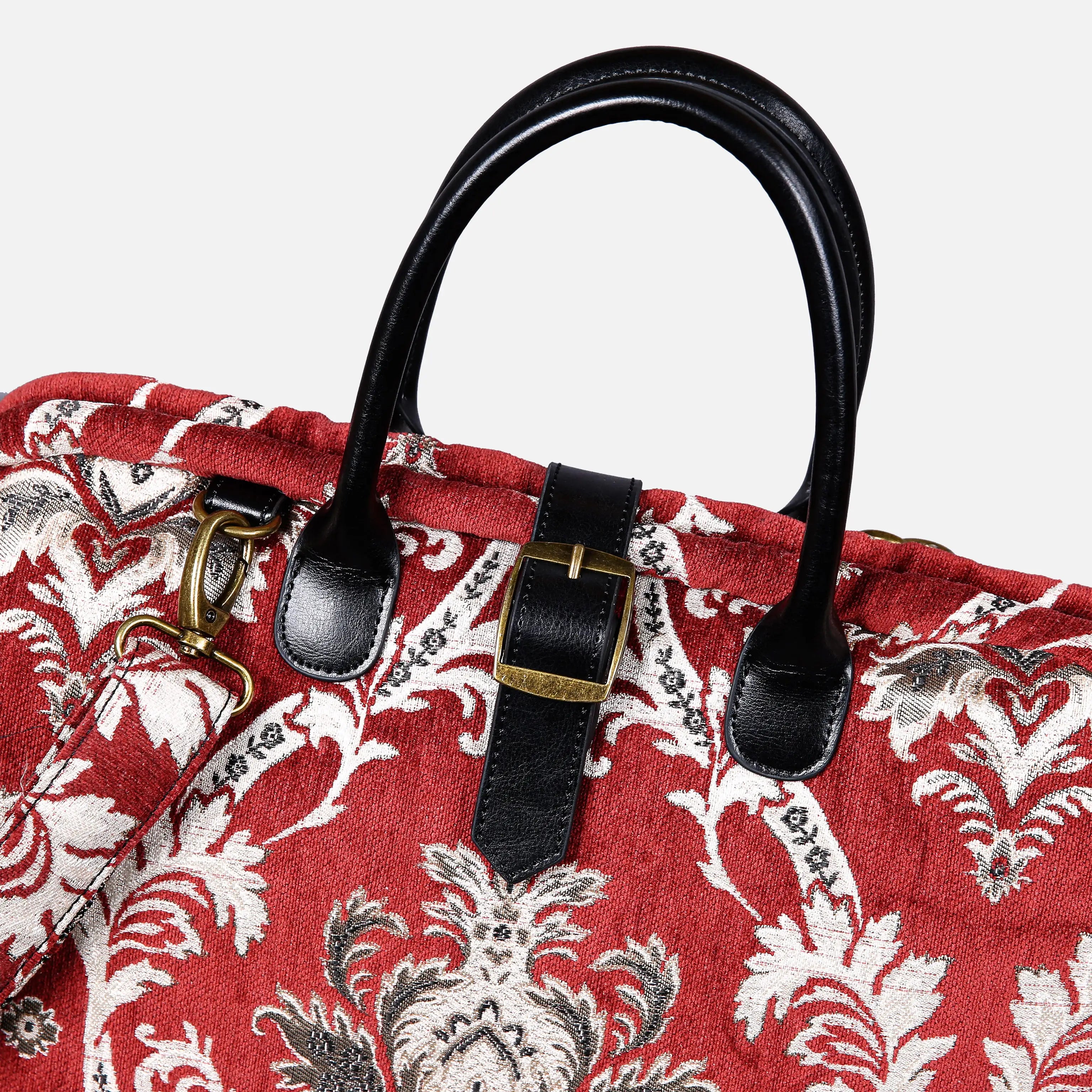 Scalamandre Elizabeth Red Mary Poppins Weekender carpet bag MCW Handmade details