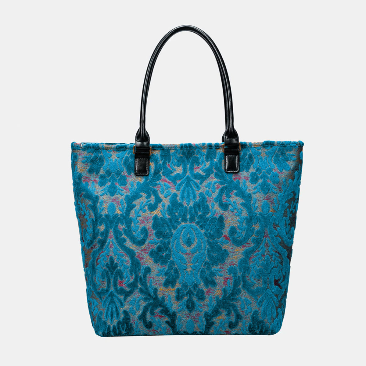  Burnout Velvet Aqua Blue Carpet Tote Shopper back