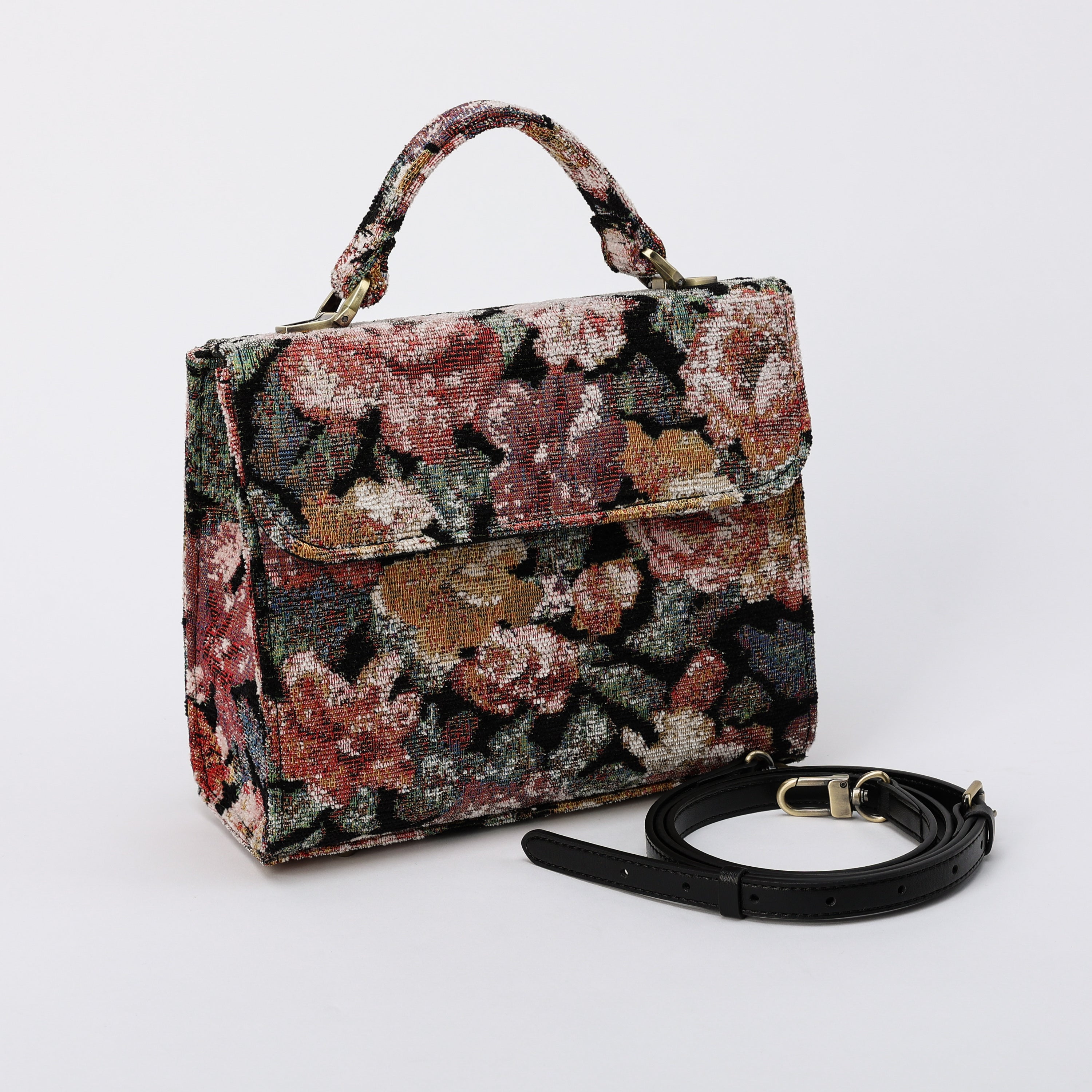 Floral Rose Flap Satchel carpet bag MCW Handmade-1