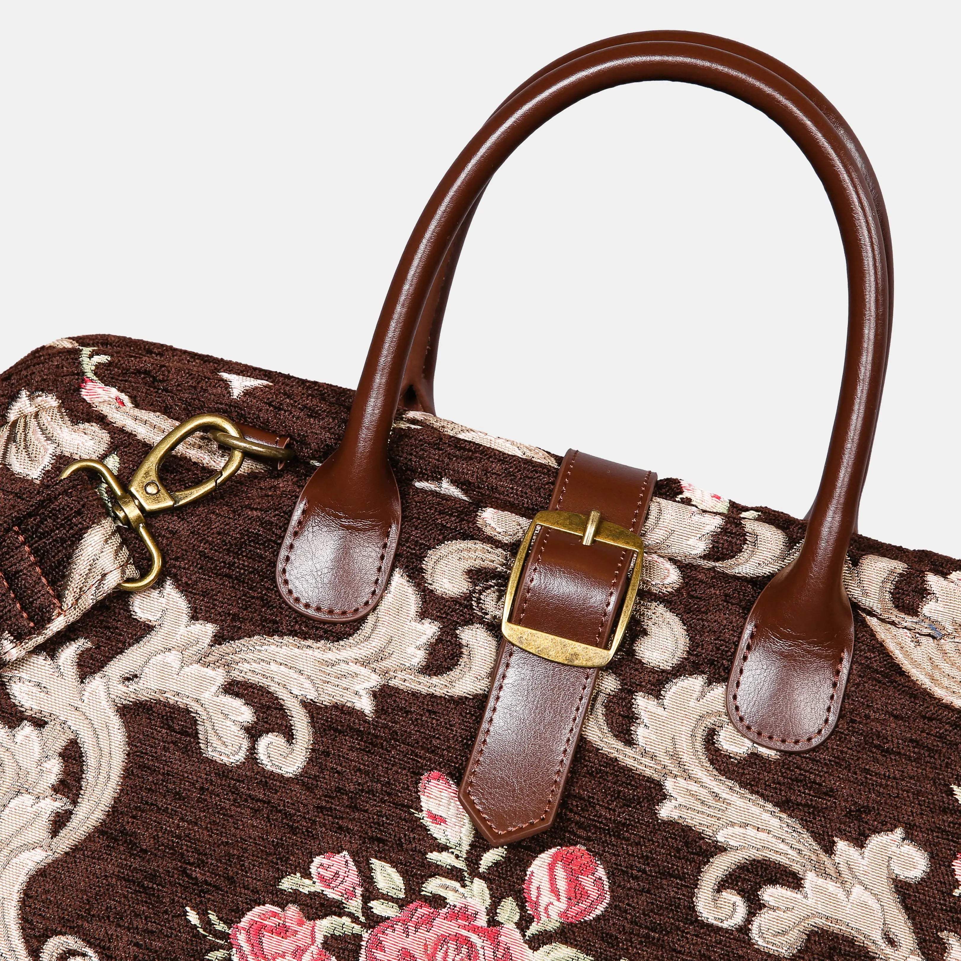 Baroque Garden Brown Mary Poppins Weekender Carpetbag of America buckle